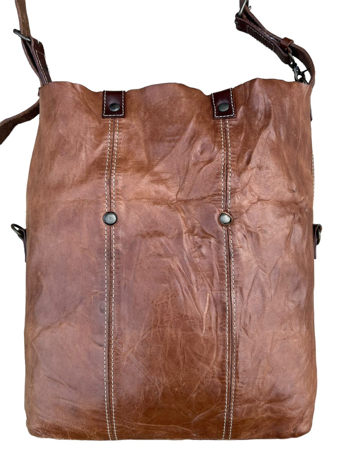Leather Vintage Rei Japan 2 Way Patina Leather Bag Size ONE SIZE - 6 Thumbnail