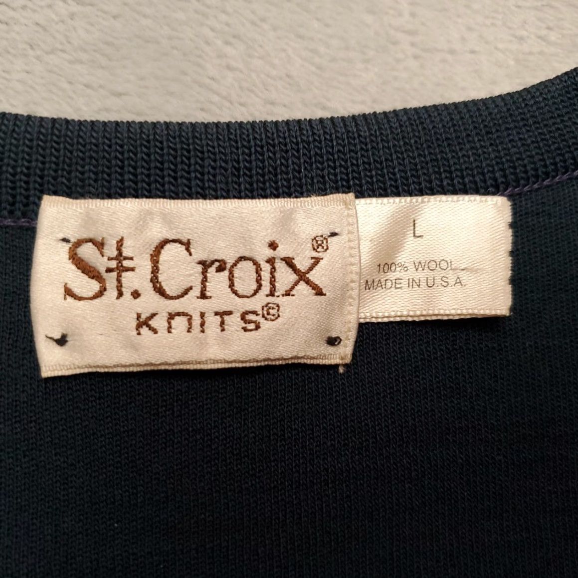 Vintage VINTAGE St Croix Knits Sweater Mens Large Navy Blue Long Sleeve 100% Wool Made in USA Size US L / EU 52-54 / 3 - 4 Thumbnail