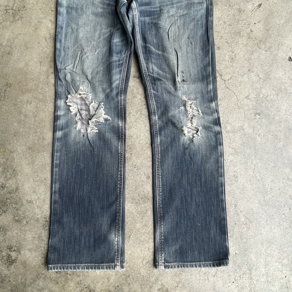 Edwin 🔥Vintage Edwin Edge Of Blue Stoned Washed Distress Jeans Size US 34 / EU 50 - 3 Thumbnail