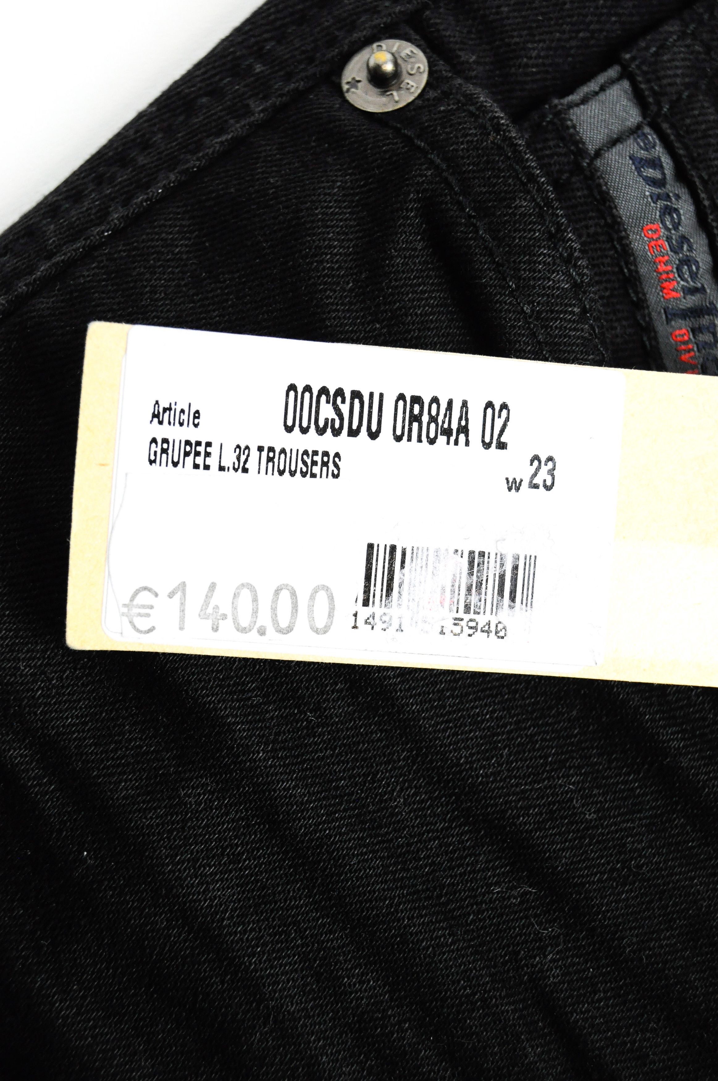Diesel GROUPEE 0R84A W23/L32 Low Waist Slim Black Jeans 54996 Size 23" - 10 Thumbnail