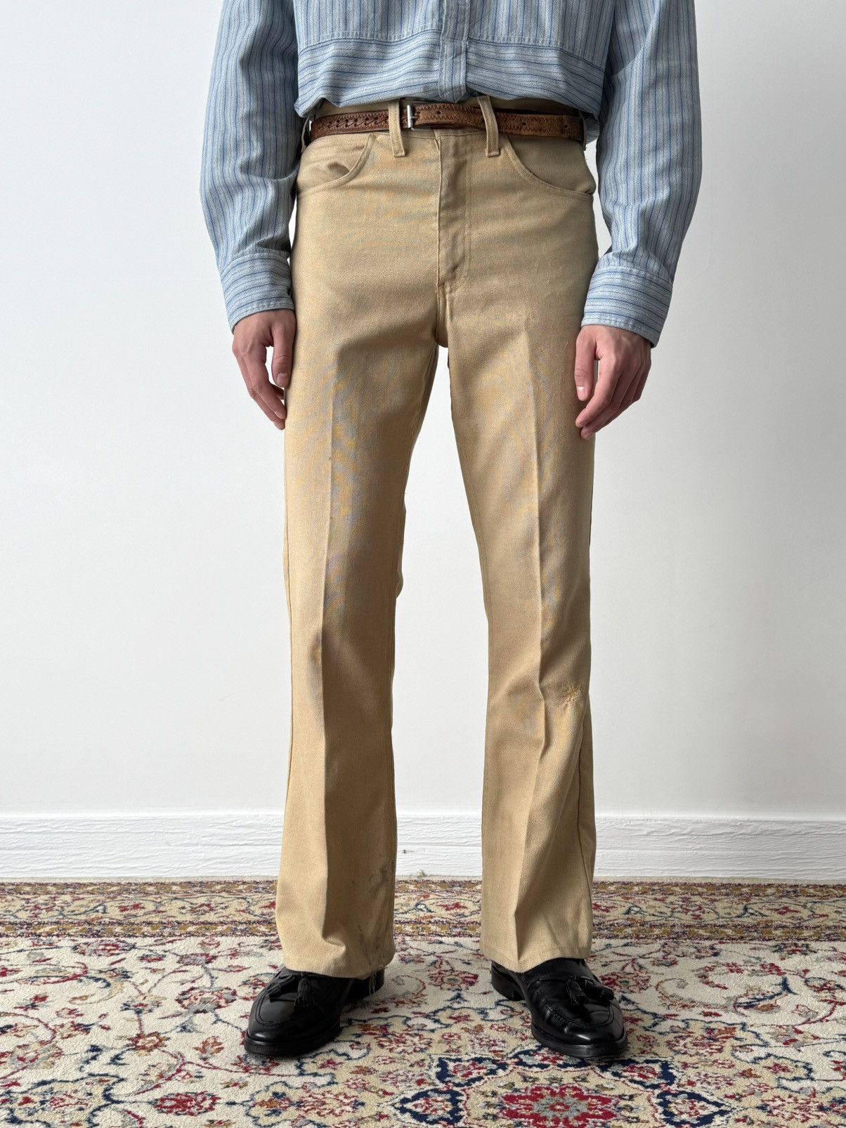Levi's 1970s Vintage Levi’s Sta-Prest ‘BIG E’ Talon Hippie Pants Size US 30 / EU 46 - 3 Thumbnail