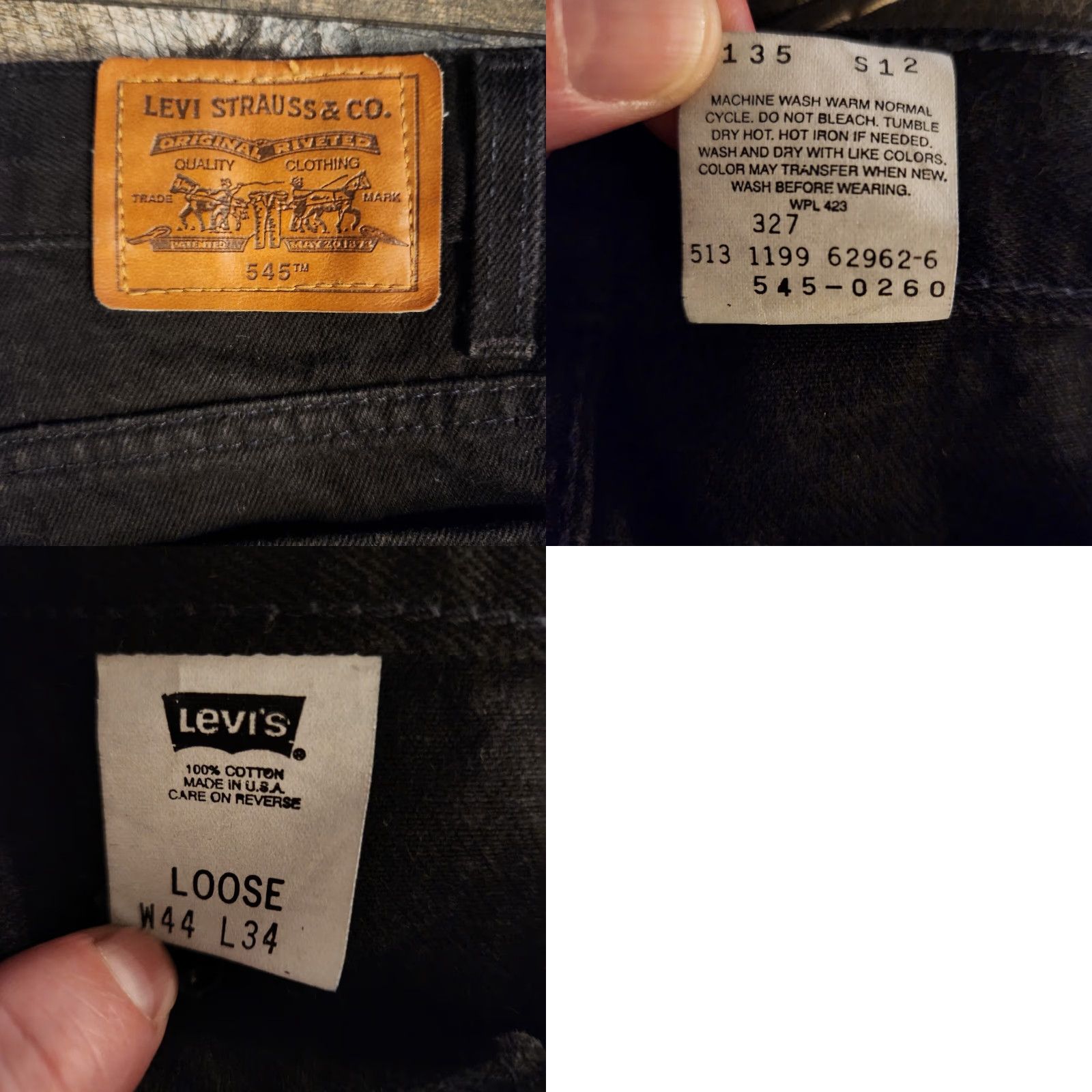 Levi's VINTAGE Levi's 545 Jeans Black 90s USA Big & Tall Mens 44x34 Distressed Tapered Loose Fit Denim Cotton Shorts? Size US 44 / EU 60 - 8 Thumbnail