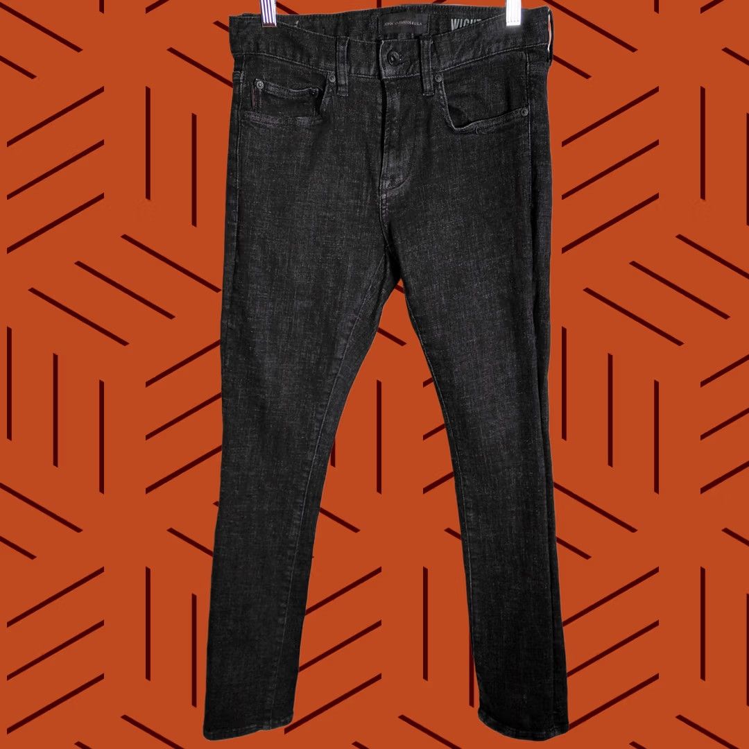 John Varvatos JOHN VARVATOS U.S.A Jeans Wight Skinny Straight Black Men Size 29 31 Inseam Stretch Cotton Blend Button Fly Denim Vintage No Mens Size US 29 - 1 Thumbnail