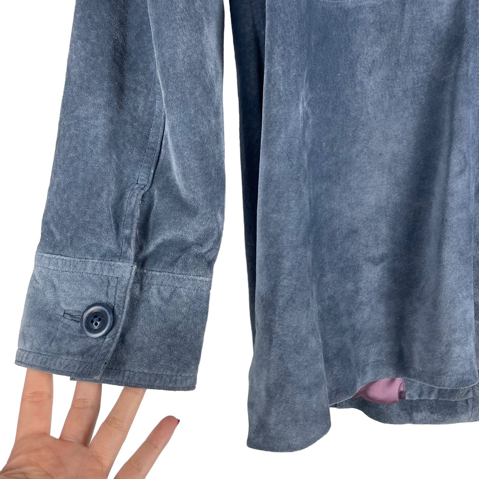 Armani Collezioni Classiques Entier Suede Jacket Button Front Blue Size L Size L / US 10 / IT 46 - 8 Thumbnail