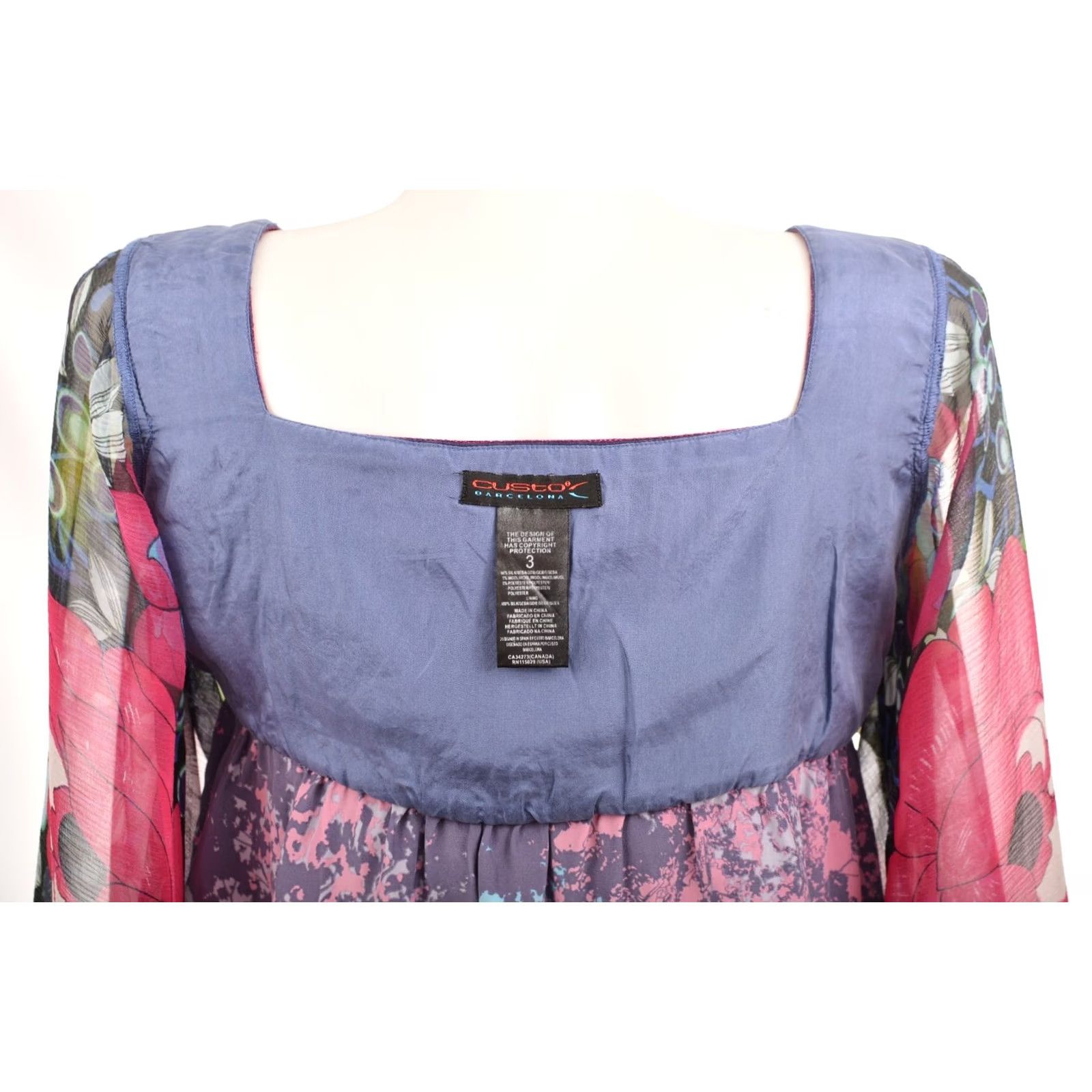 Custo Barcelona Custo Barcelona Full-Print Silk Blend Designer Dress Size 3 Multicolor A-Line Women Knee Length Size XS / US 0-2 / IT 36-38 - 5 Thumbnail