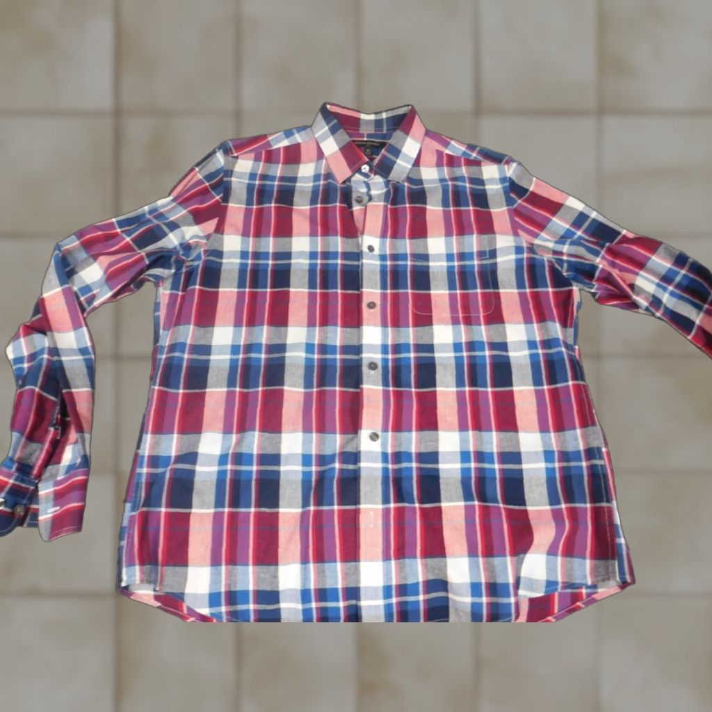 Banana Republic Banana Republic Mens Shirt Medium Red Plaid Button-Down Knit Cotton Slim Long Sleeve Button-Up Travel Casual Mens Regular Size M Red Size US M / EU 48-50 / 2 - 1 Thumbnail
