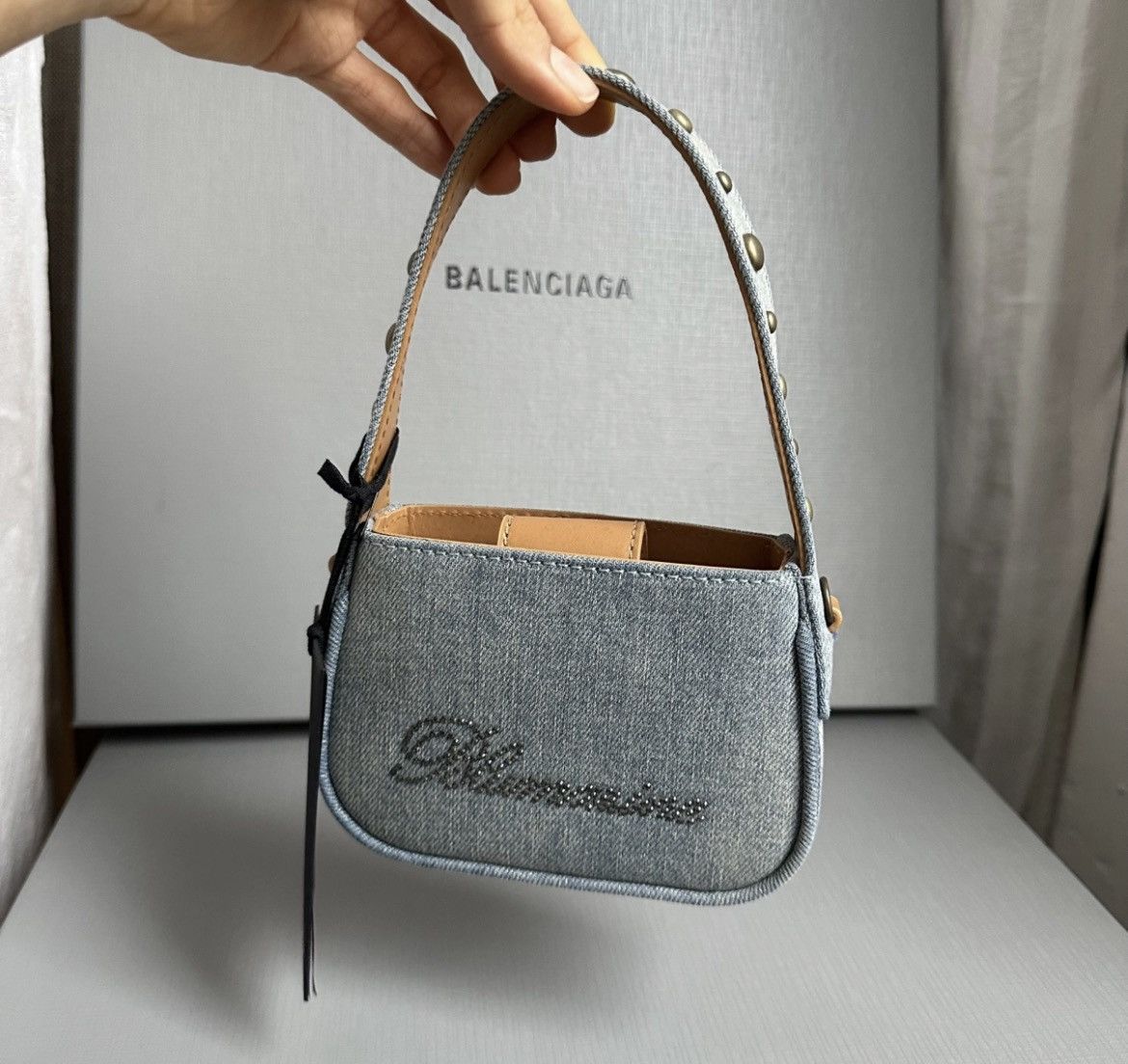 Blumarine Blumarine Rhinestone logo Mini Denim bag Size ONE SIZE - 1 Thumbnail