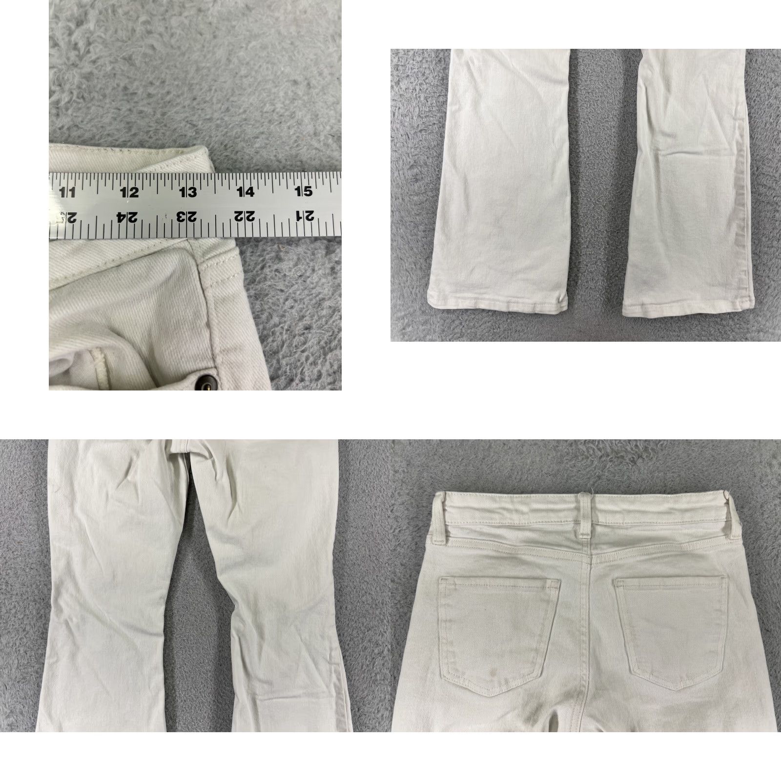 Vintage Celebrity Pink Jeans Juniors 25 White Denim Flared 5-Pocket Stretch Cotton Blend Regular Womens 25x28 USA 90s? No; skip decade. Size 42" / US 20 - 9 Thumbnail
