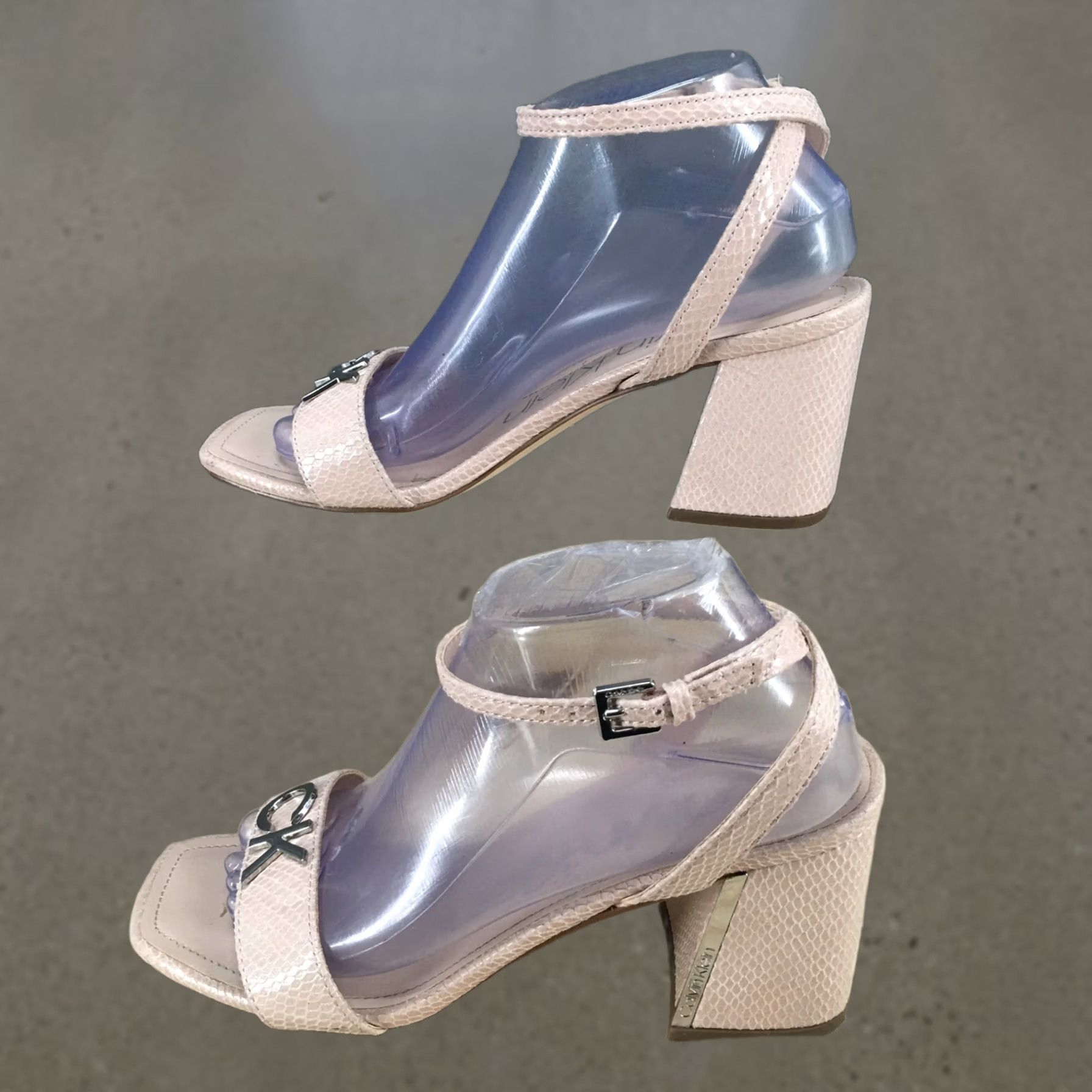 Calvin Klein Calvin Klein Collection Heels Womens 8.5 M Chemina Ankle Straps Buckle Pink Faux Leather Size US 9 / IT 39 - 1 Thumbnail