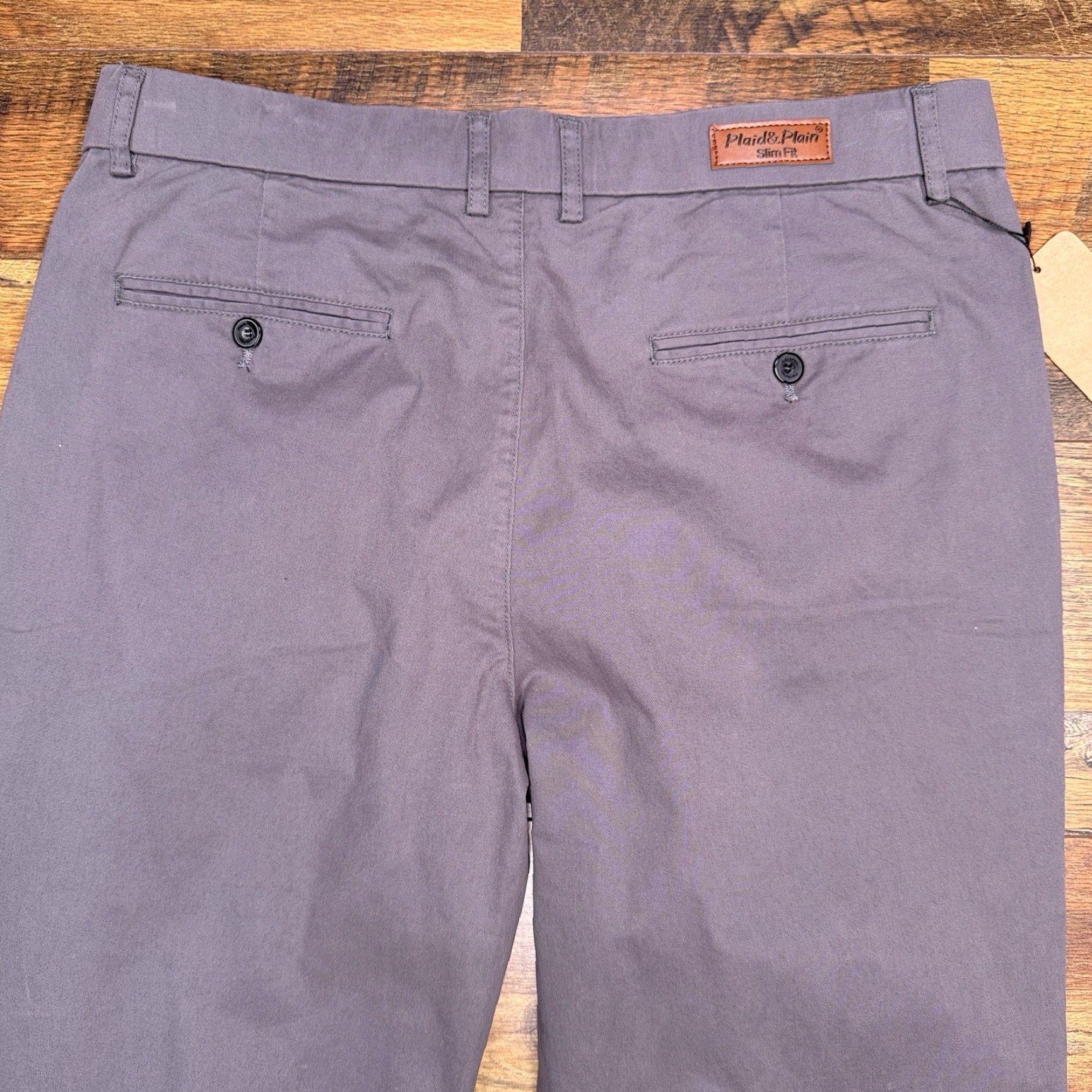 Vintage Plaid & Plain Slim Fit Pants Mens 34x28 Gray Mid Rise Stretch New Size US 34 / EU 50 - 6 Thumbnail