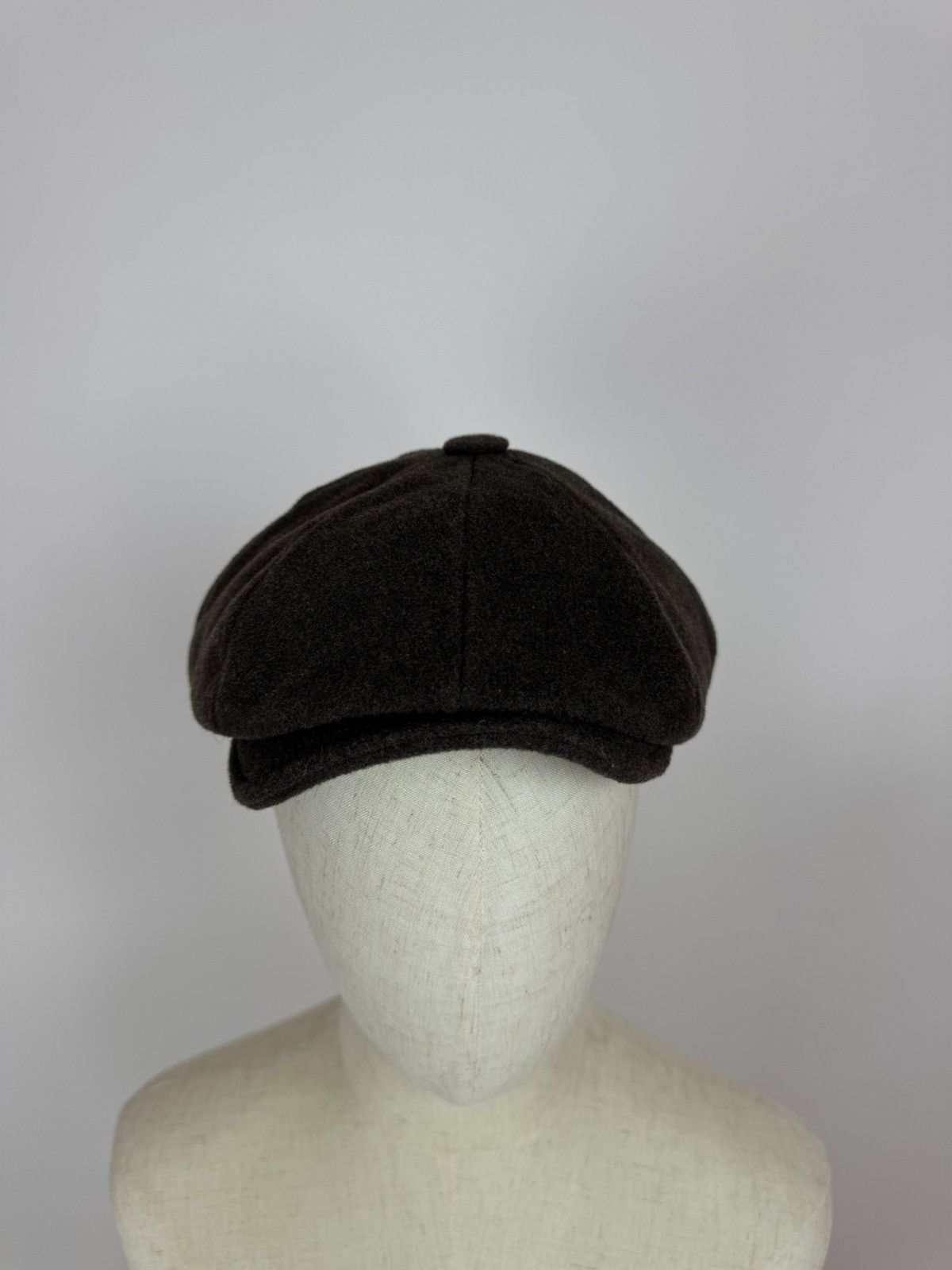 Designer × Handmade MAYSER Bakerboy Hat Brown Wool British Peaky Blinders Cap 55 Size ONE SIZE - 3 Thumbnail