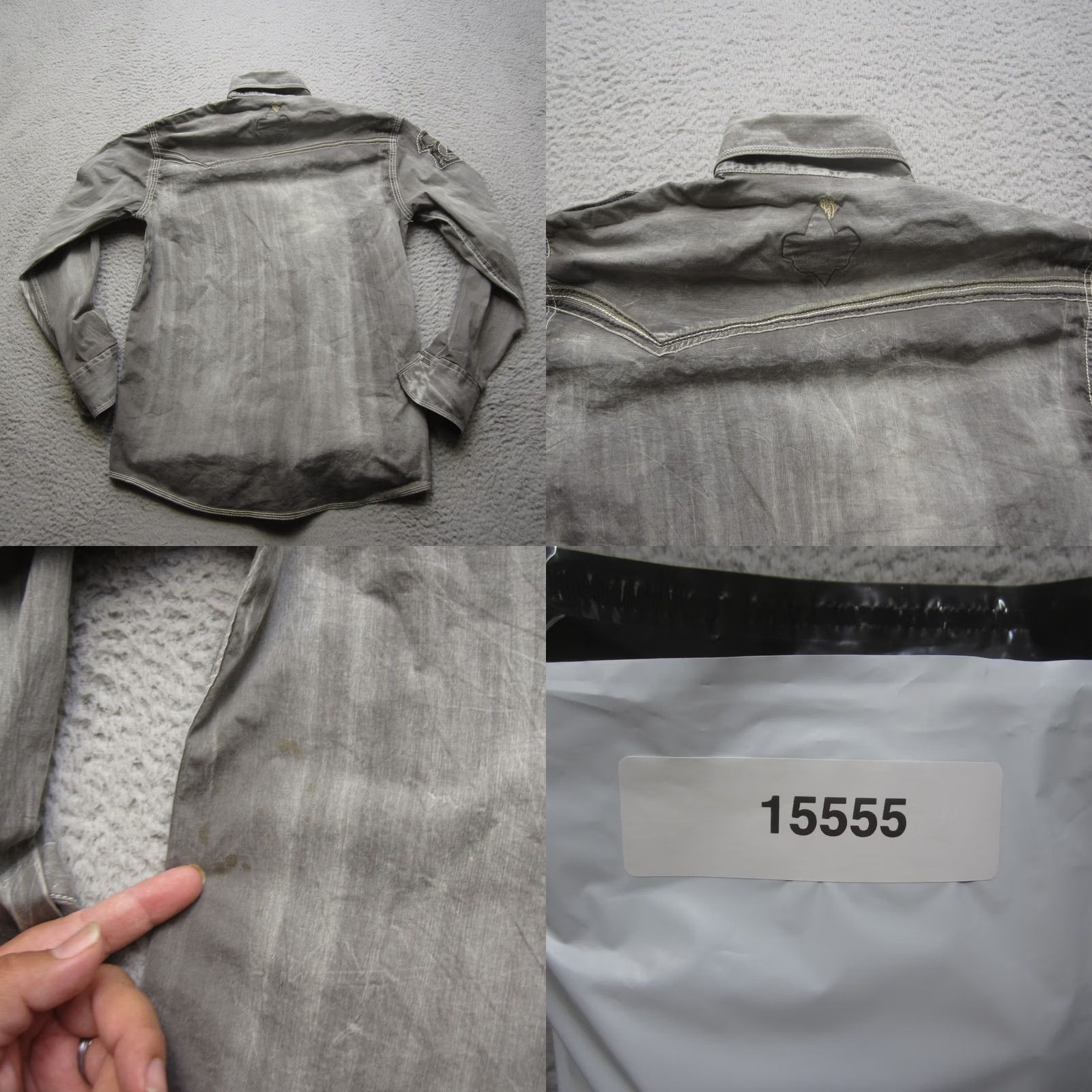 Roar Roar Shirt Mens Small Gray Western Long Sleeve Snap Button Embellished Denim Size US S / EU 44-46 / 1 - 9 Thumbnail