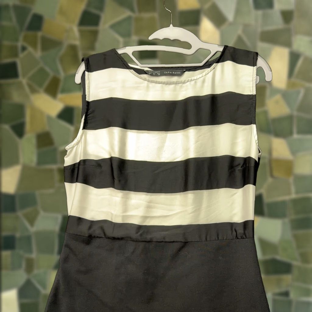 Zara Zara Basic Dress Womens Medium Black Stripe Sleeveless Sheath Lined Stretch Size M / US 6-8 / IT 42-44 - 1 Thumbnail