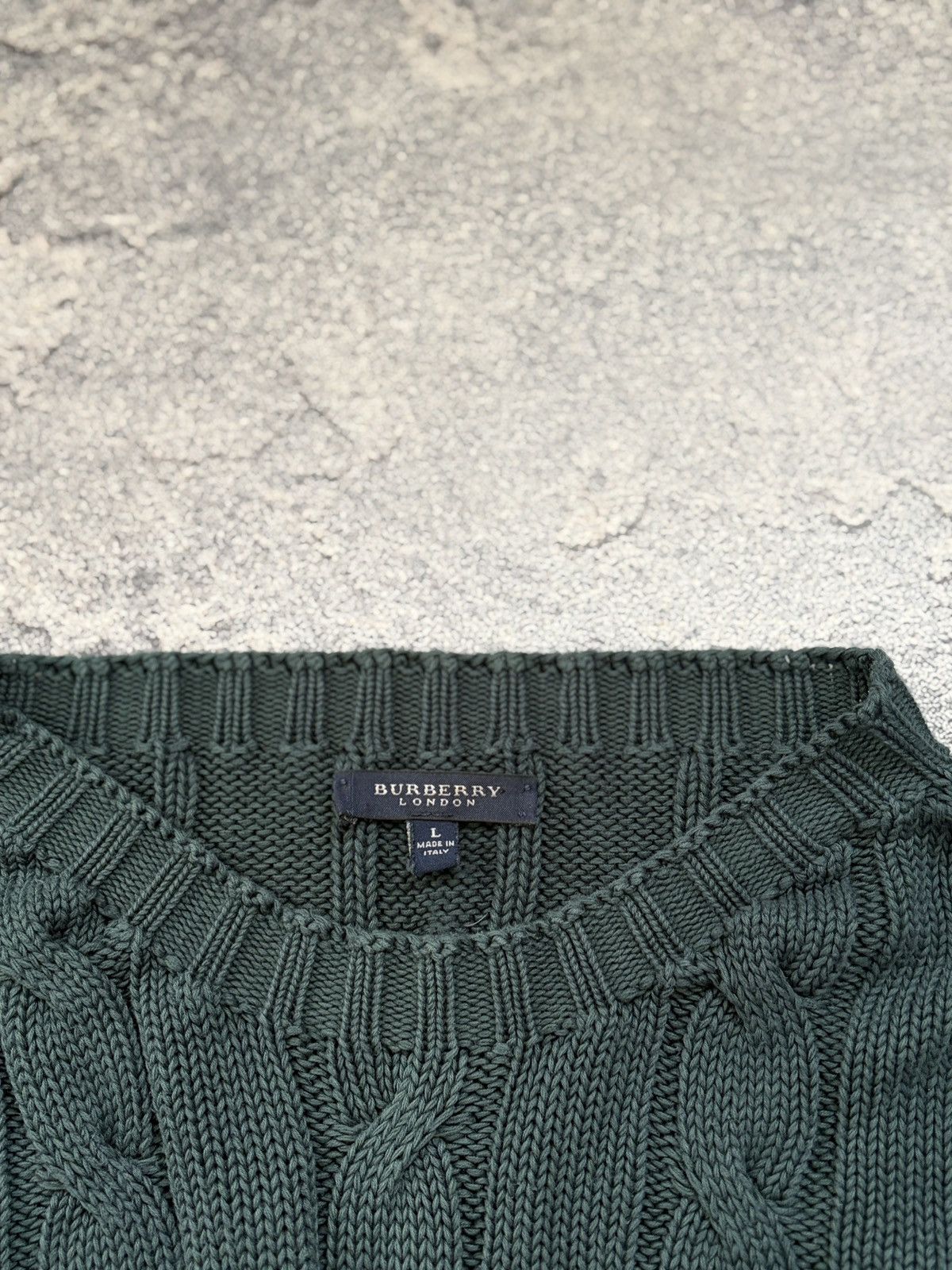 Burberry Burberry London Dark Green Cable Knit Cotton Sweater Size L Size US L / EU 52-54 / 3 - 3 Thumbnail