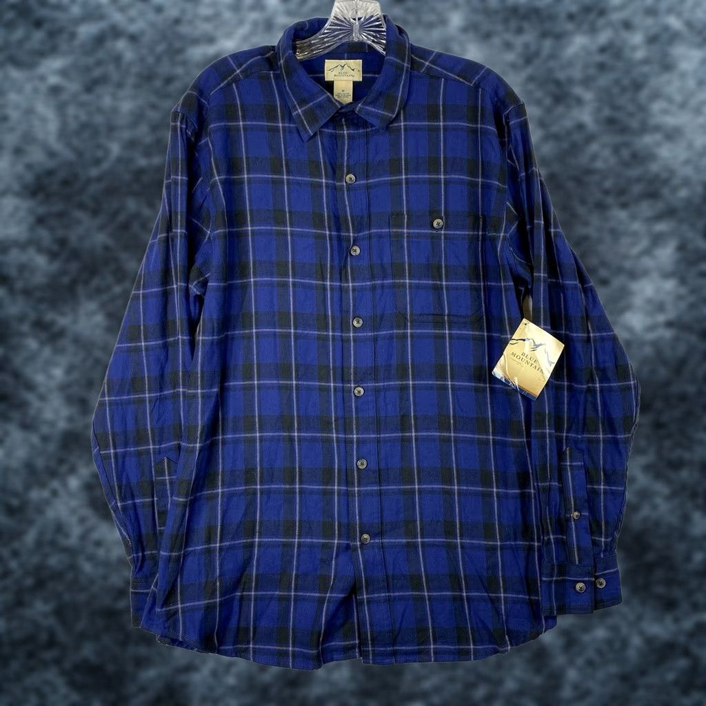 The Mountain Blue Mountain Blue Mountain Flannel Shirt Mens M Plaid Button-Up Long Sleeve Casual Workwear Cotton Flannel Shirt Mens M Blue Casual Size US M / EU 48-50 / 2 - 1 Thumbnail