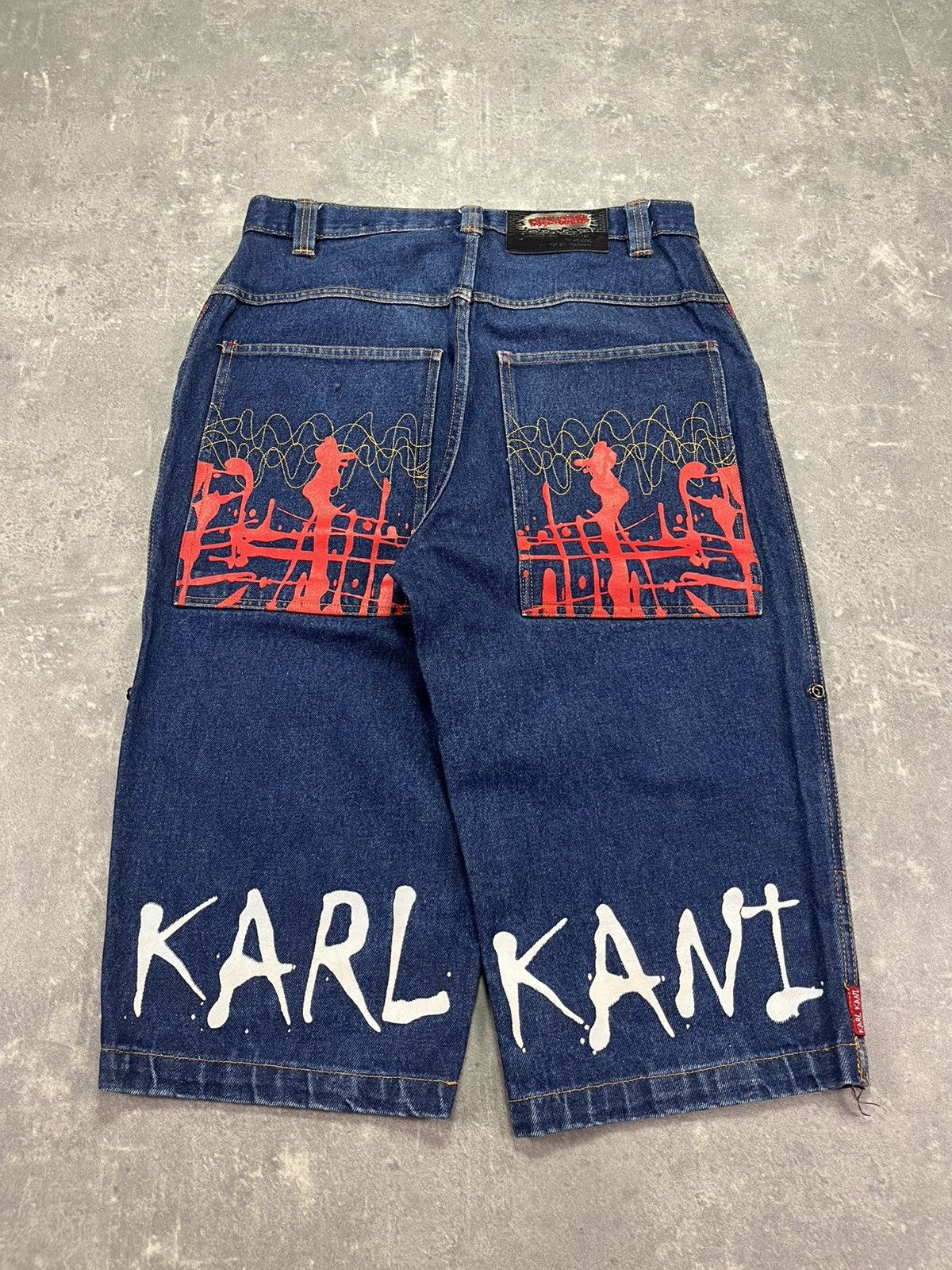 Karl Kani Karl Kani Printed Big Pockets Logo Long Denim Jorts Shorts Size US 30 / EU 46 - 1 Thumbnail