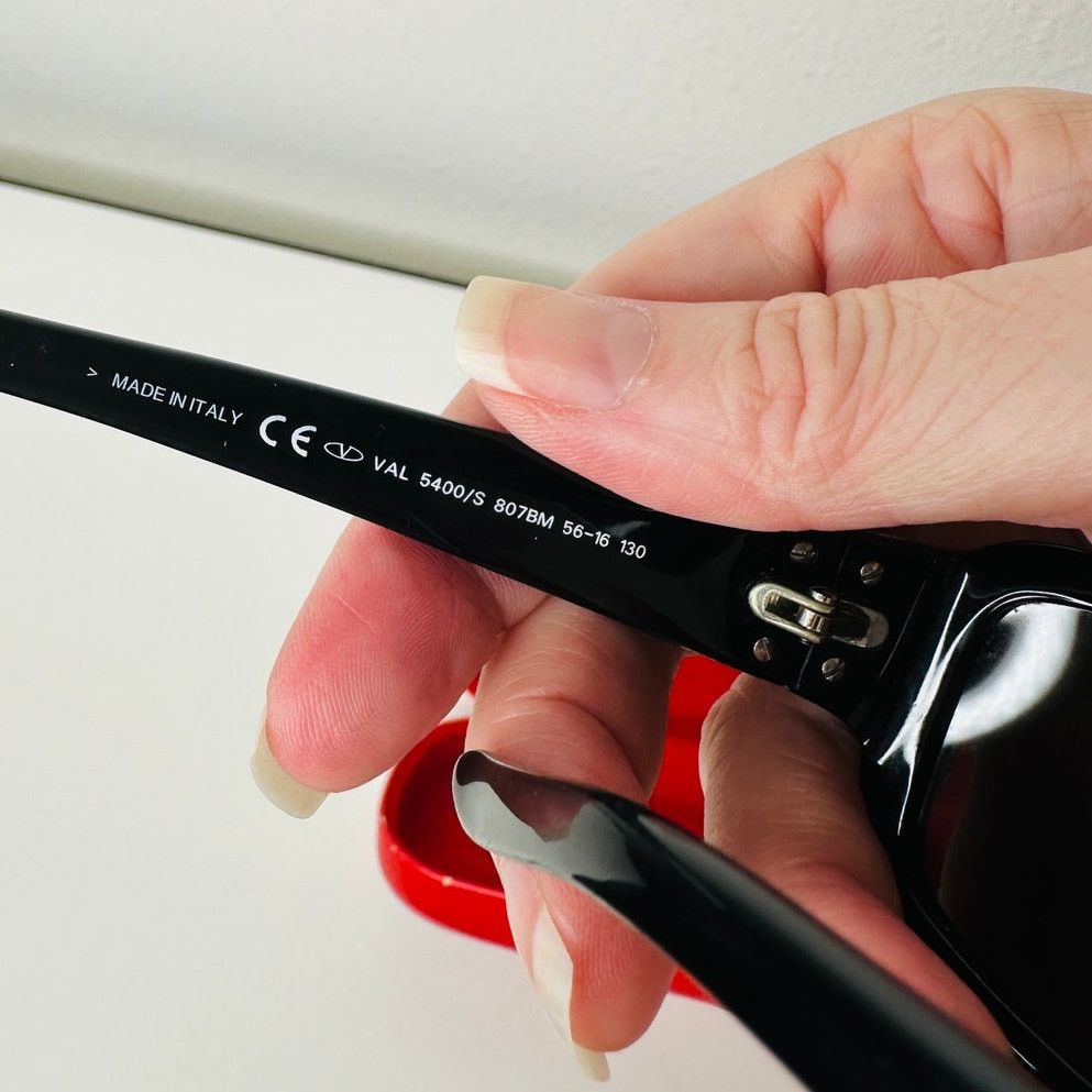 Valentino Valentino Black Sunglasses Silver & Blue Bead Embellishment Size ONE SIZE - 9 Thumbnail
