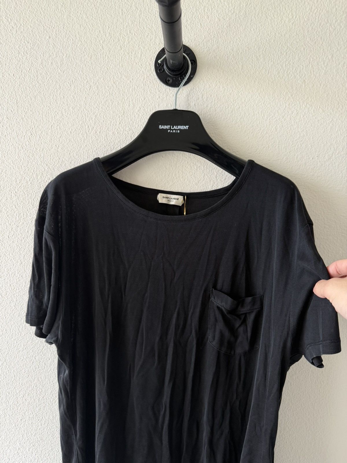 Saint Laurent Paris SS16 Silk Pocket Tee L Size US M / EU 48-50 / 2 - 2 Thumbnail