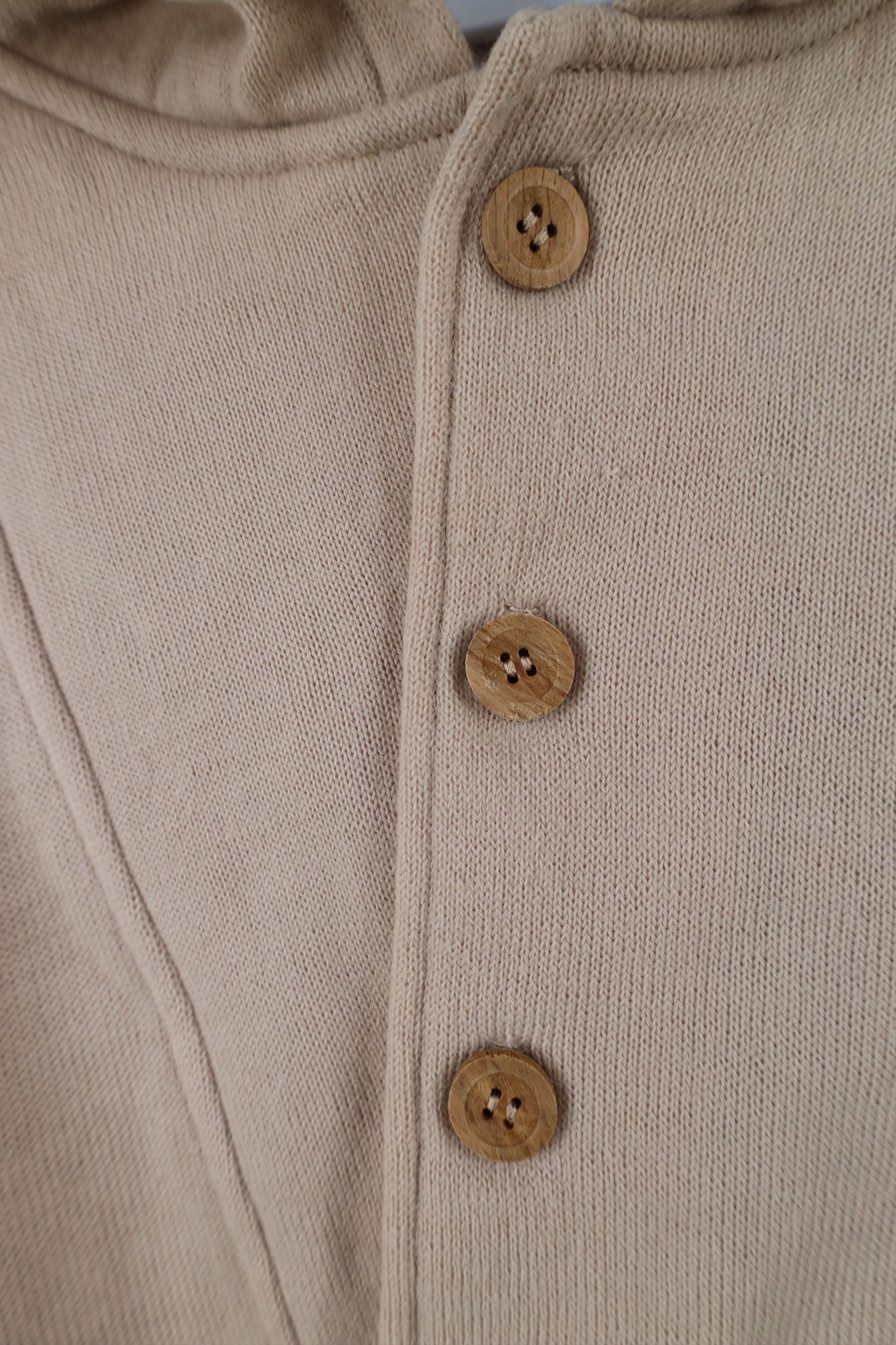 Vintage Vintage 70s Streetwear Henley Pullover Hoodie Sweater Beige Size US XL / EU 56 / 4 - 4 Thumbnail