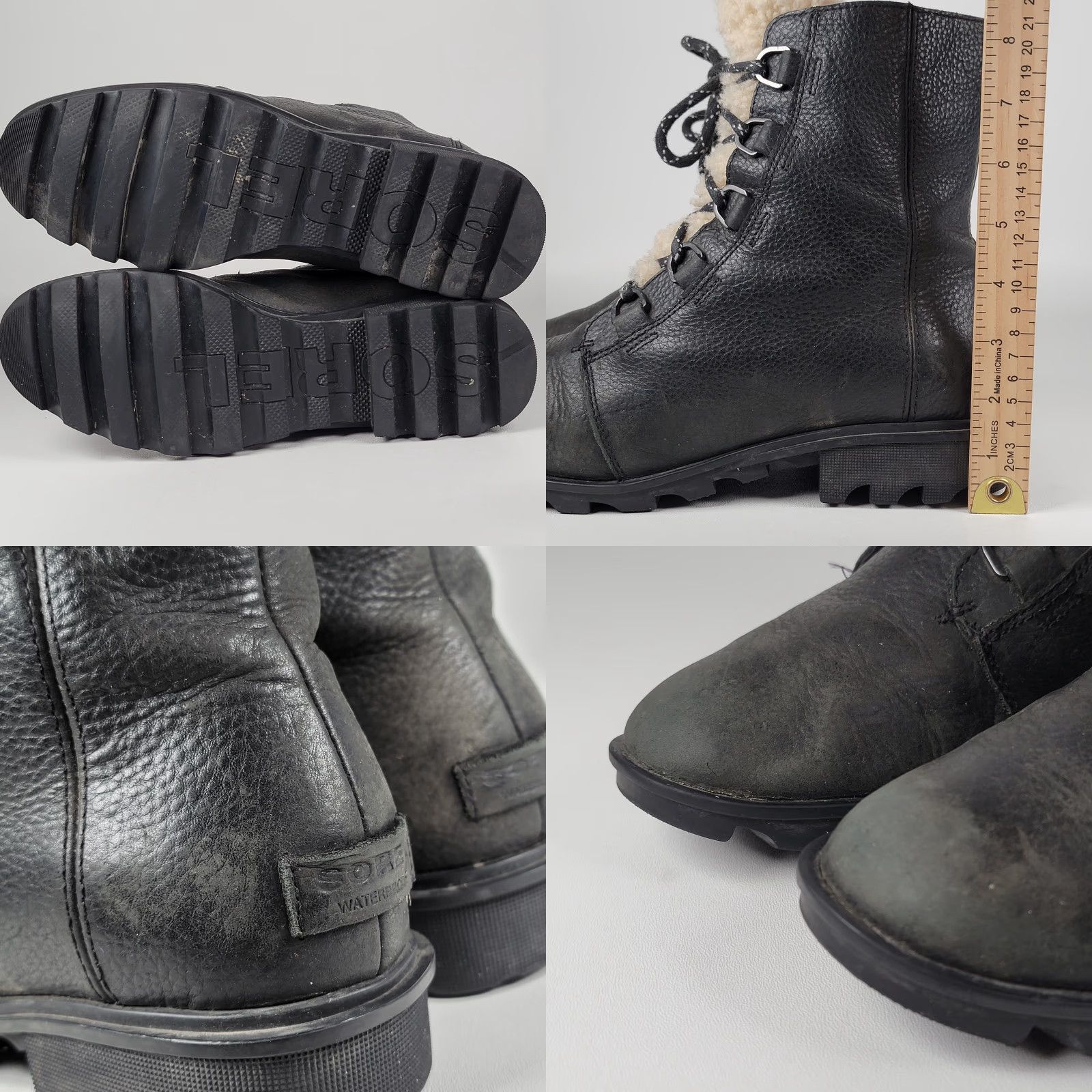 SOREL Sorel Emelie Boots Woman Snow Boot Waterproof Winter Lace Up Black 12 Mid-Calf Sheepskin Lining Rubber Outsole Womens Boots Size 32" / US 10 / IT 46 - 8 Thumbnail