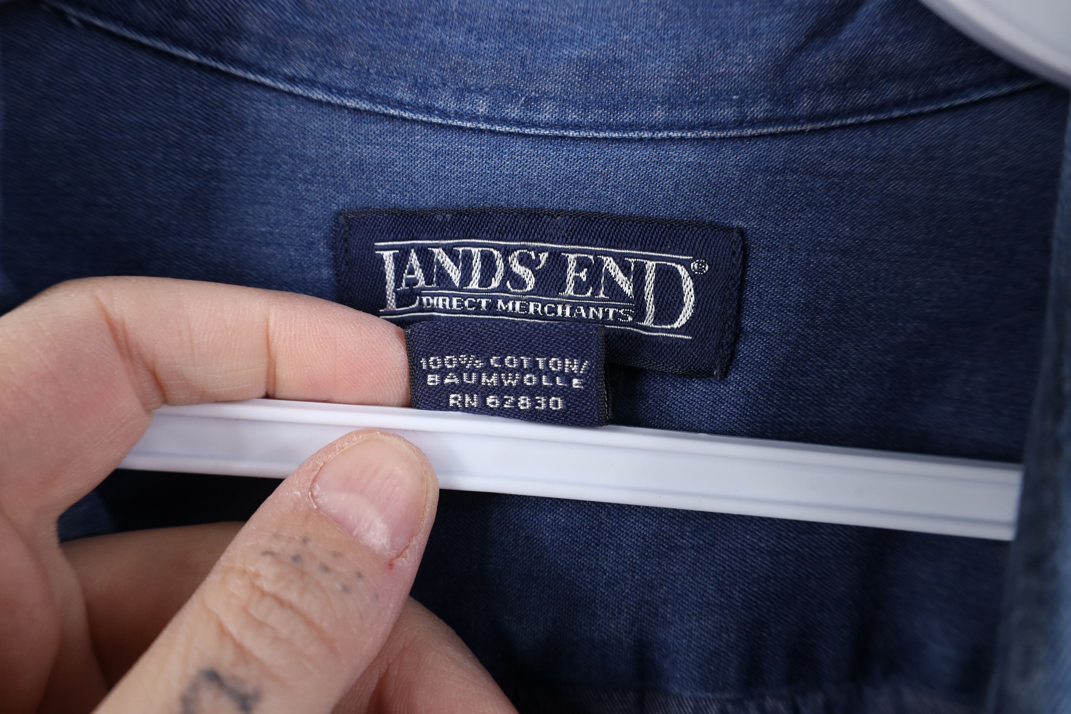 Lands' End Vintage 90s Lands End Collared Button Down Shirt Blue Cotton Size US XL / EU 56 / 4 - 7 Thumbnail