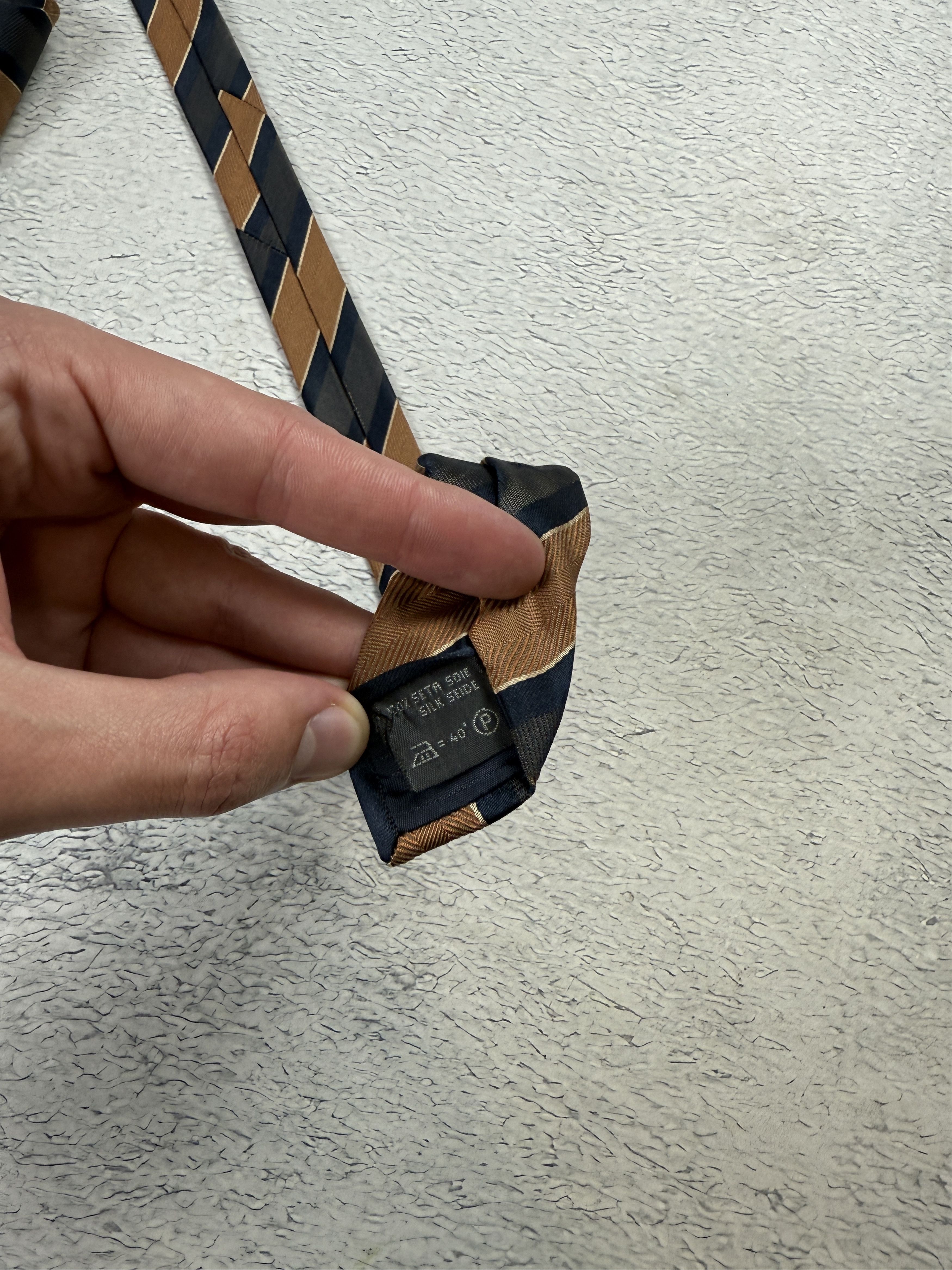 Ermenegildo Zegna Ermenegildo Zegna Tie Silk Striped Brown Grey Italy Size ONE SIZE - 3 Thumbnail