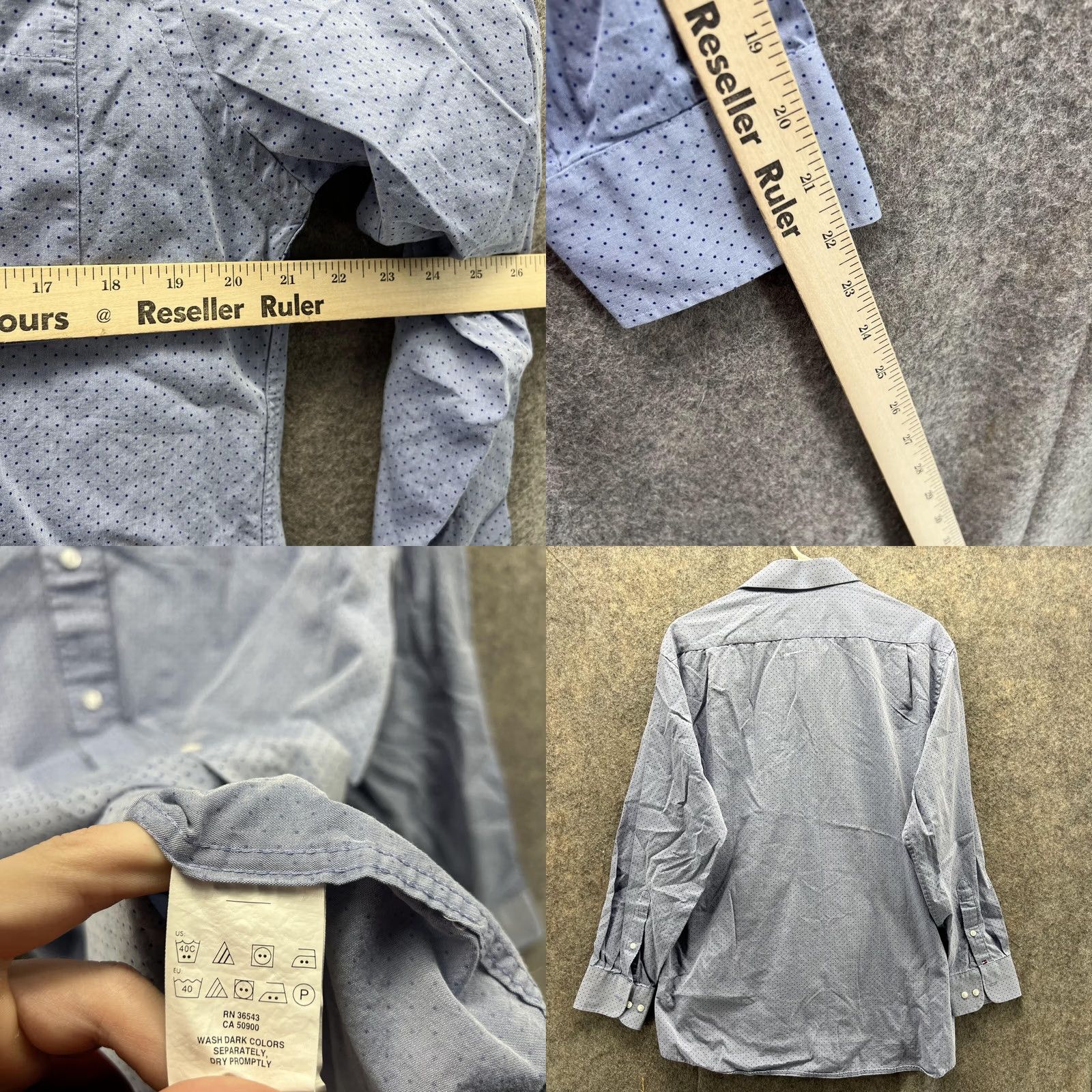 Tommy Hilfiger Tommy Hilfiger Shirt Men Medium Blue Casual Button Down Preppy Dots Pattern Polka Dot Button-Up Regular Fit Long Sleeve Collar Knit Cotton Size US M / EU 48-50 / 2 - 8 Thumbnail
