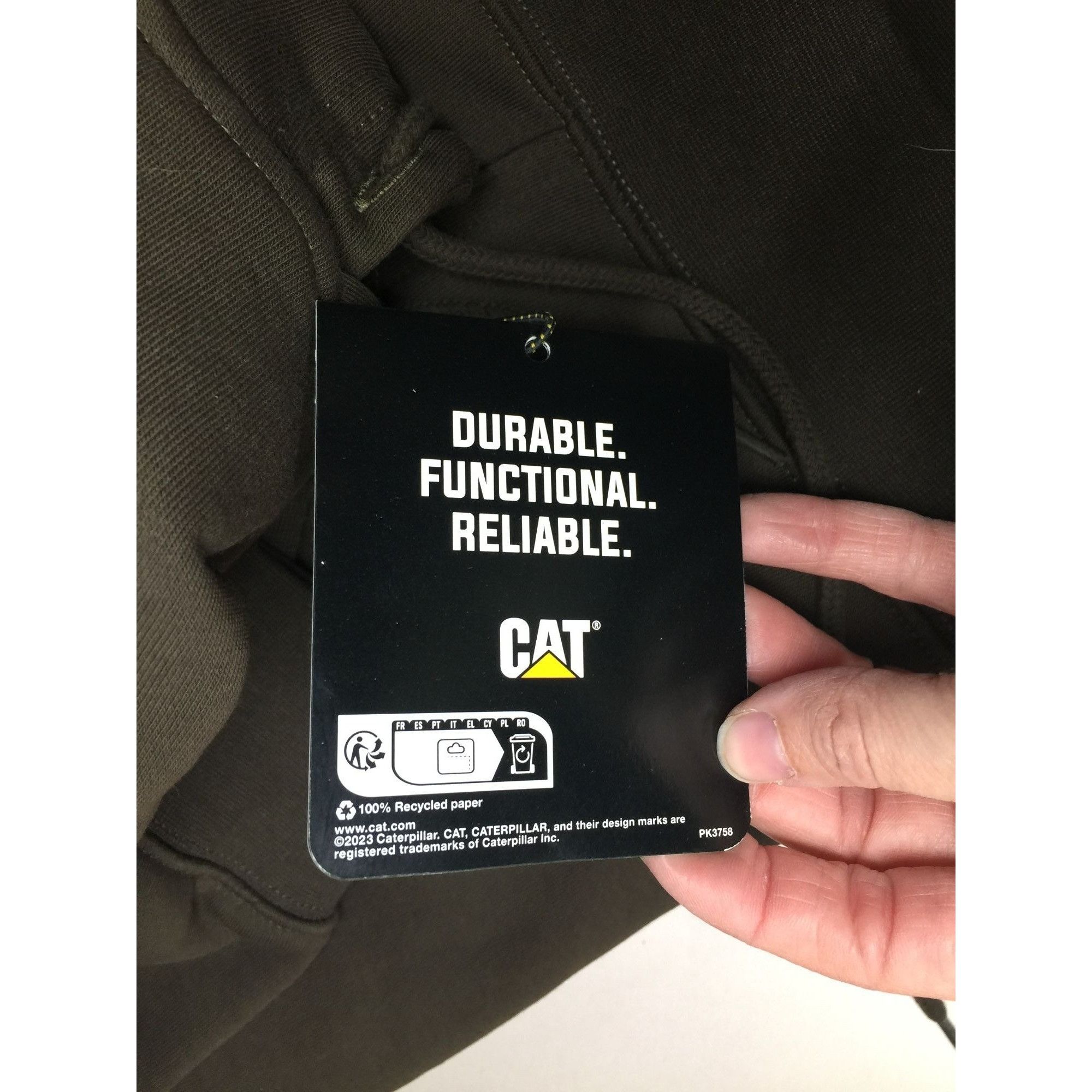 Caterpillar Men's CAT Trademark Banner Hooded Sweatshirt - Coffee Bean - Size US XXL / EU 58 / 5 - 10 Thumbnail