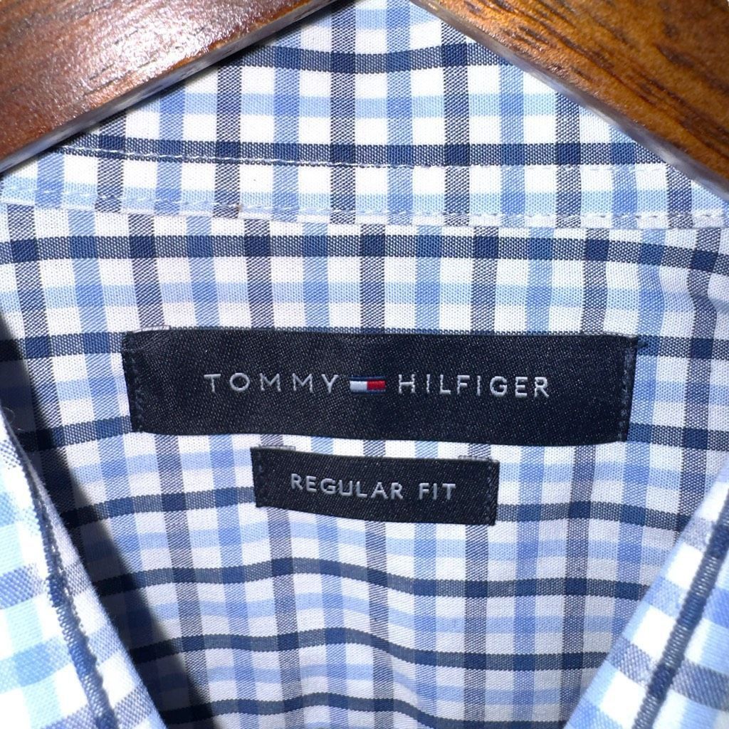 Tommy Hilfiger NWT Tommy Hilfiger Blue Plaid Semi Spread Dress Shirt M 15.5 32/33 Size US M / EU 48-50 / 2 - 2 Thumbnail
