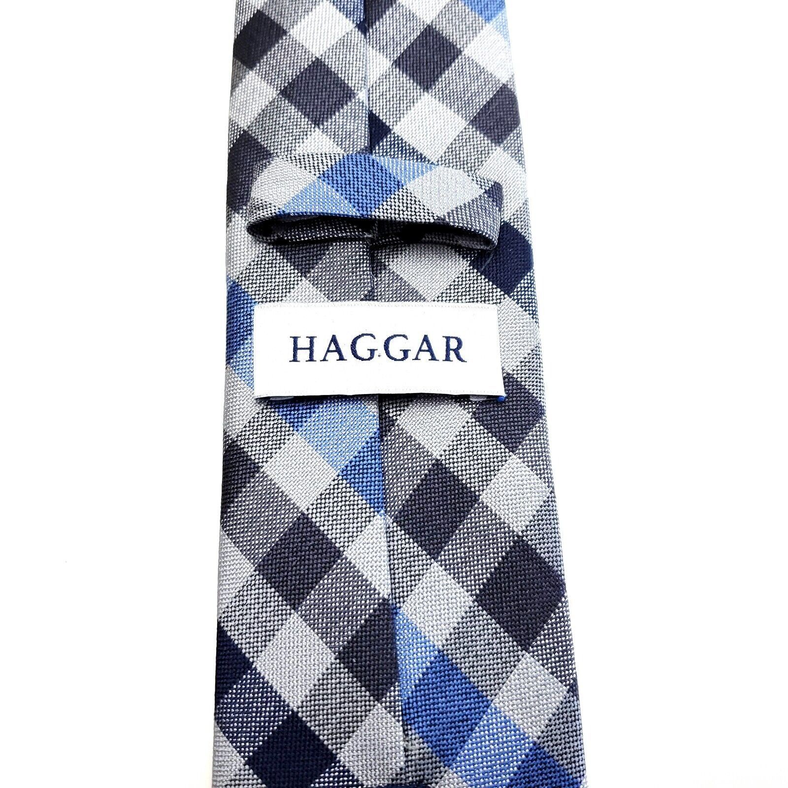 Haggar Haggar Blue Gray Silk Tie Woven Check Size ONE SIZE - 4 Thumbnail
