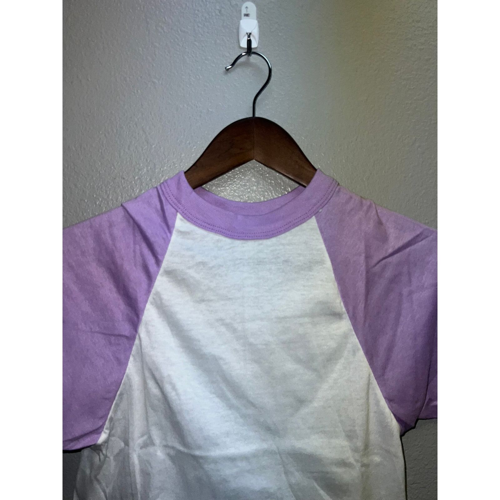 Jerzees 80s Women's Sportswear White Purple Crop Top Shirt Women XS Size XS / US 0-2 / IT 36-38 - 2 Thumbnail
