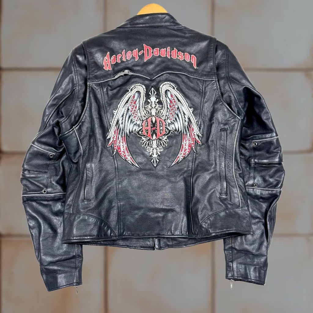 Harley Davidson Harley Davidson Road Angel Leather Motorcycle Jacket - Rare Y2K - Women's Large Size L / US 10 / IT 46 - 1 Thumbnail
