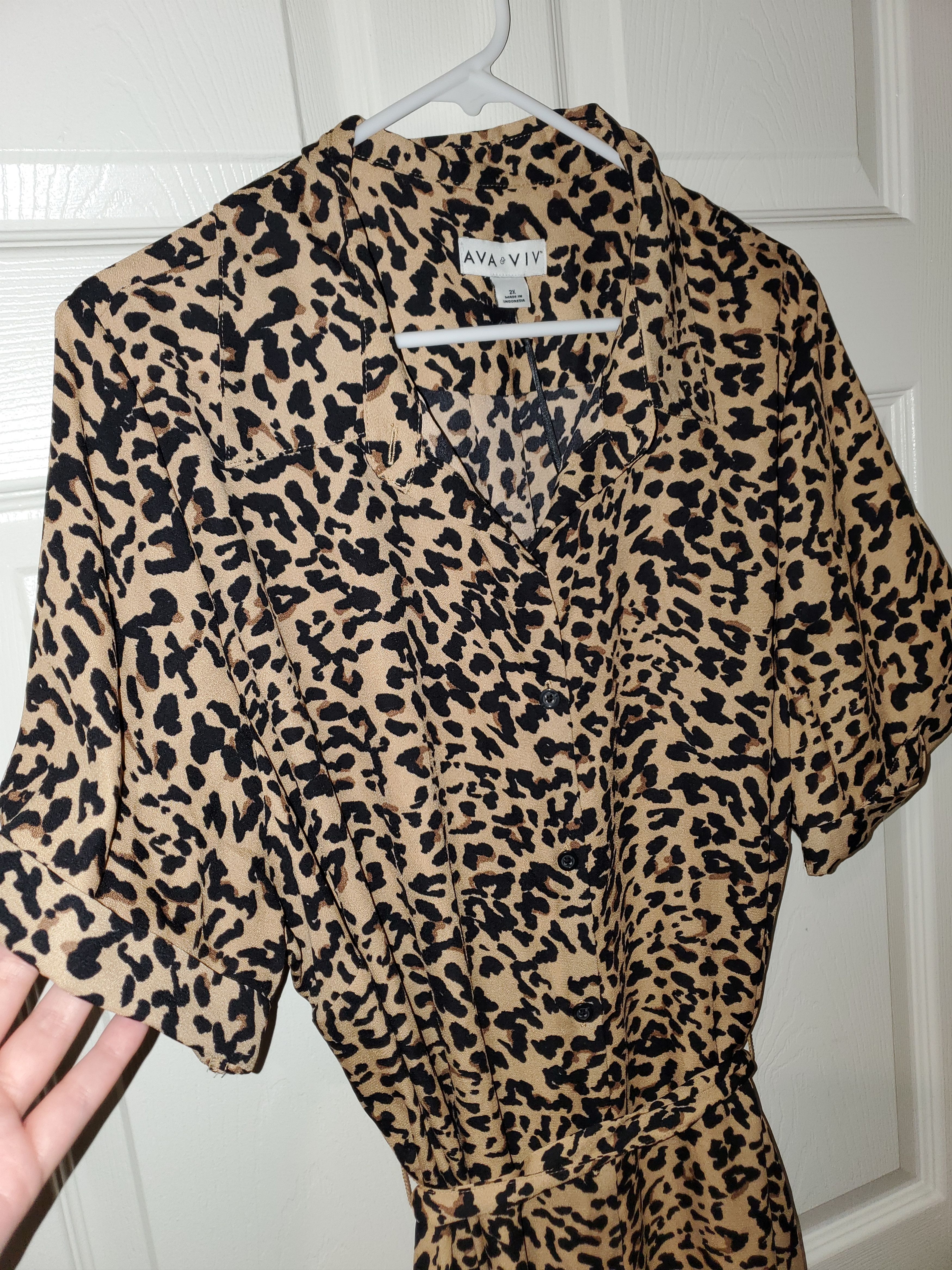 Other *NWT* Plus Size Leopard Print Dress w/ Pockets & Belt (2X) Size XXL / US 16-18 / IT 52-54 - 2 Thumbnail
