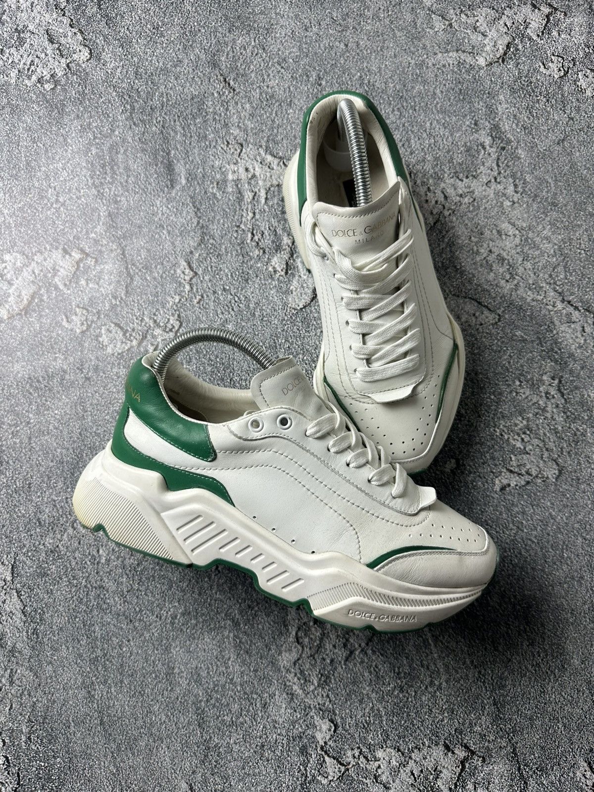 Dolce & Gabbana DOLCE & GABBANA Daymaster Sneakers Unisex White Green Size US 6.5 / EU 39-40 - 1 Thumbnail