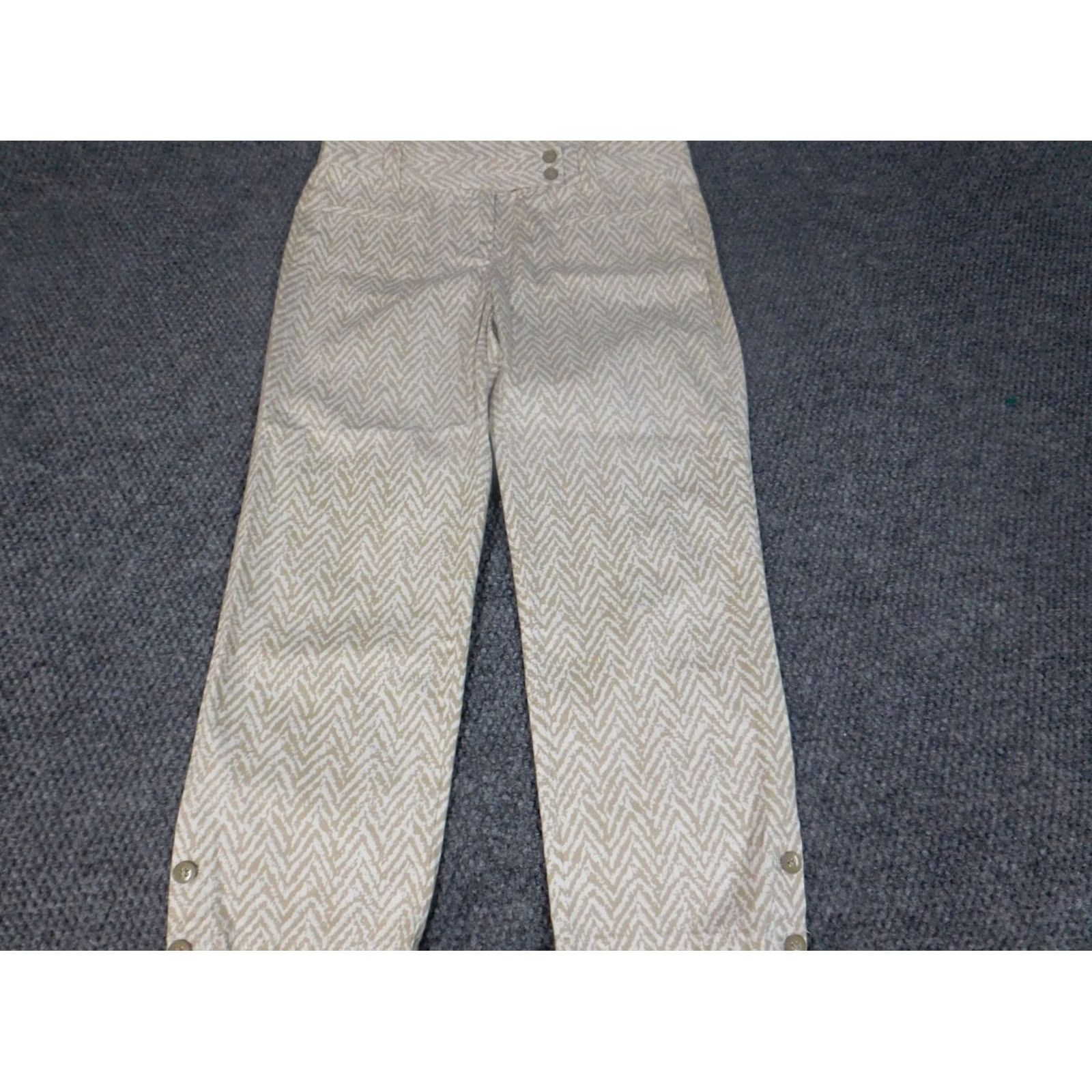 Loft Loft Pants Cropped Striped Beige 2 Regular Straight Summer Womens Size 29" - 6 Thumbnail