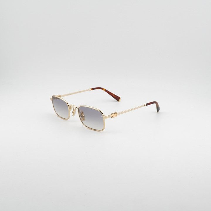 Miu Miu Miu Miu MUA53S 5AK04O Sunglasses Gold Rectangle Frame Size ONE SIZE - 1 Thumbnail