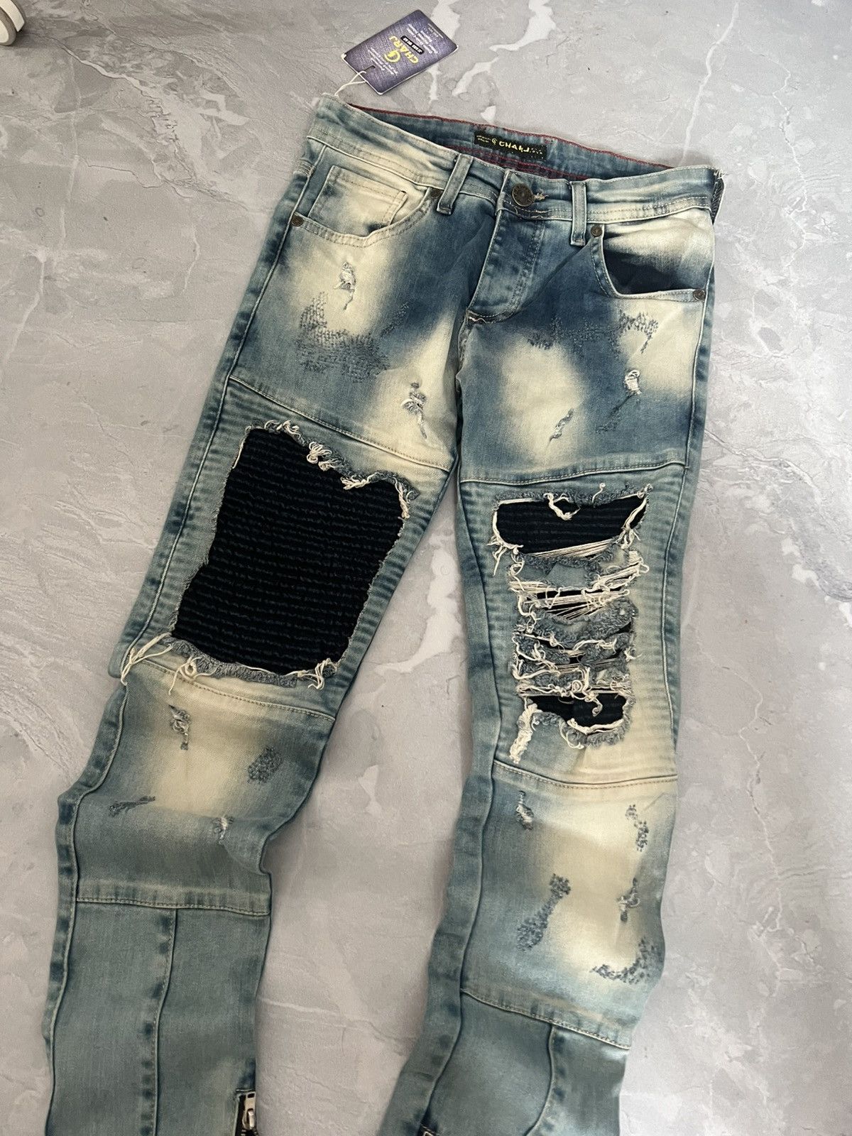 Japanese Brand Glamour Streetwear Skinny Glitter / Faded Destroyed Y2K Size US 29 - 3 Thumbnail