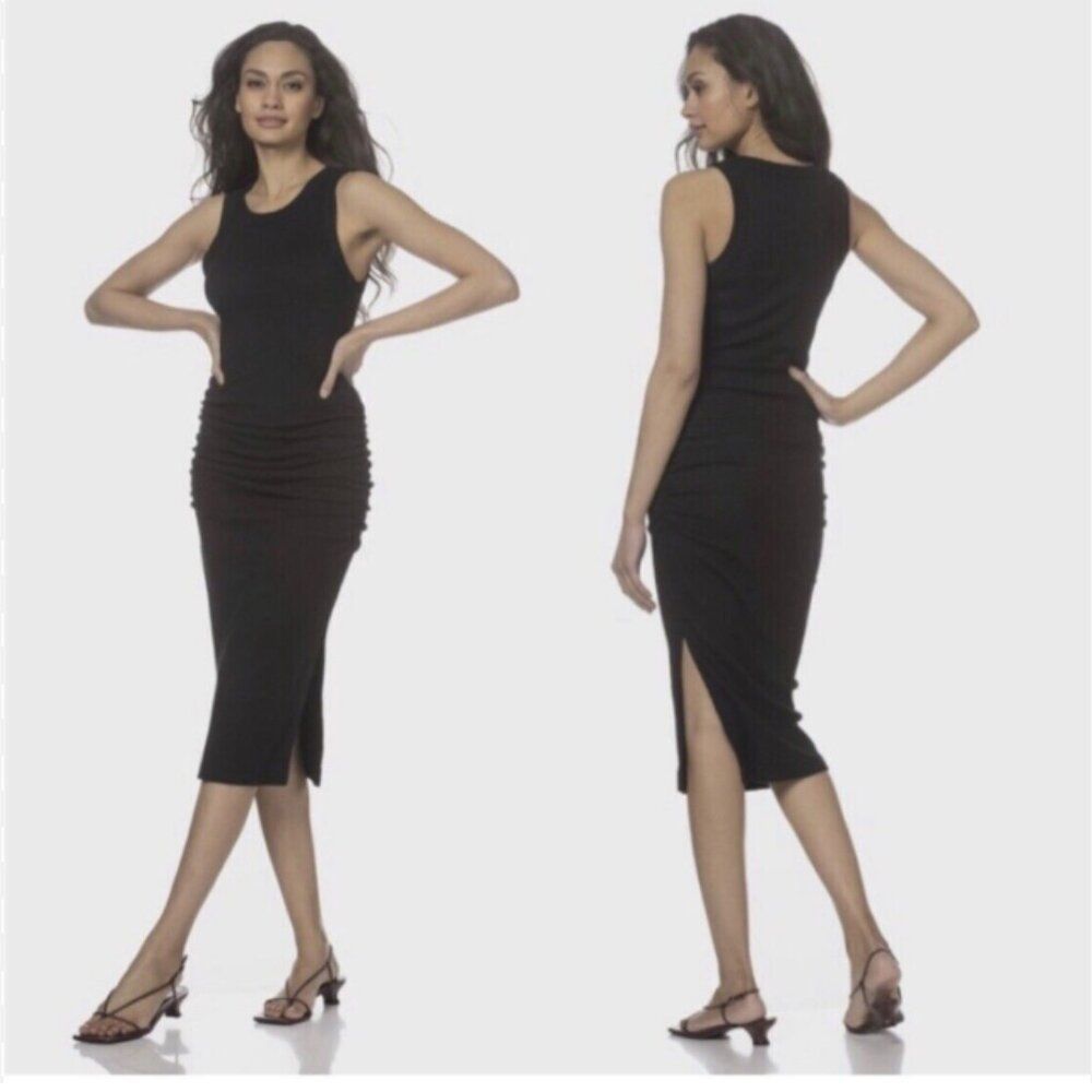 Michael Stars Michael Stars Wren Ribbed Midi Fitted Tank Dress in Black Size L Size L / US 10 / IT 46 - 6 Thumbnail