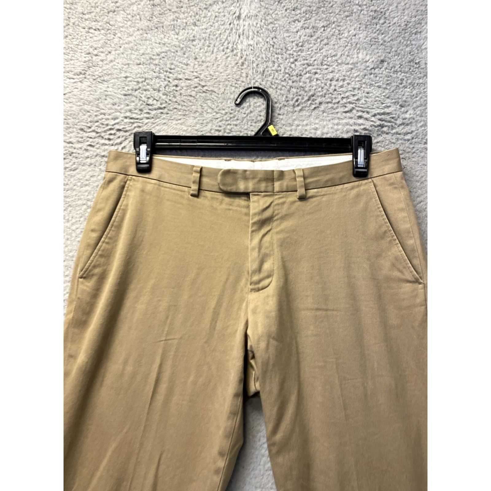J.Crew J.CREW Chino Pants Mens 31x30 Dark Khaki Slash Pocket Zip Button Solid Straight Front Preppy Casual Slim/Regular Size US 31 - 2 Thumbnail