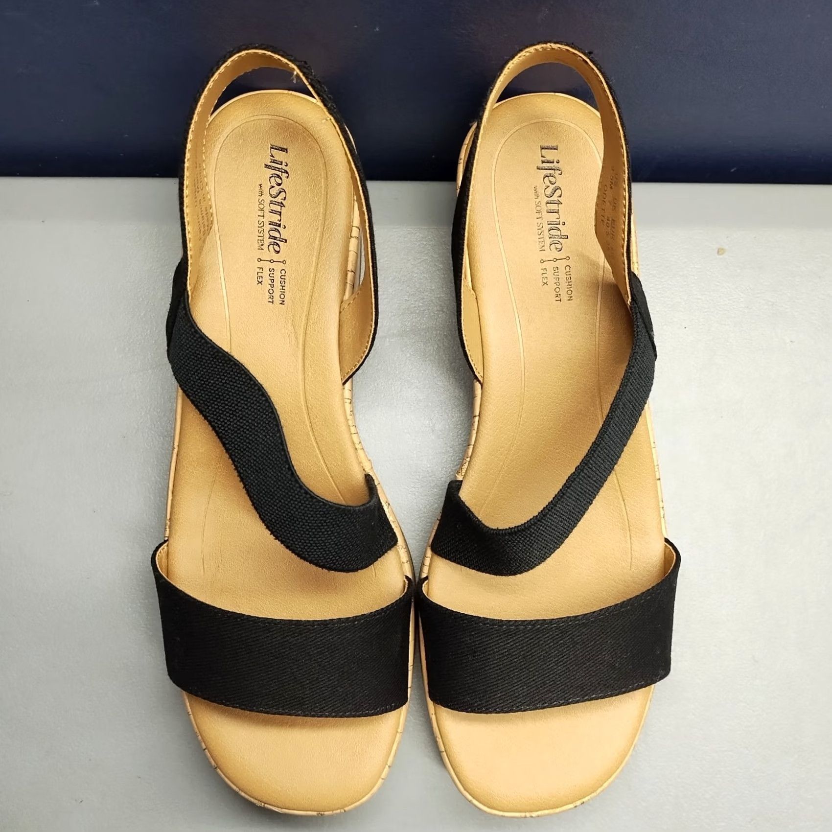 Vintage LifeStride Odette Strappy Wedge Sandals Womens 9.5M Brown & Black Cushion Support Size US 10 / IT 40 - 7 Thumbnail