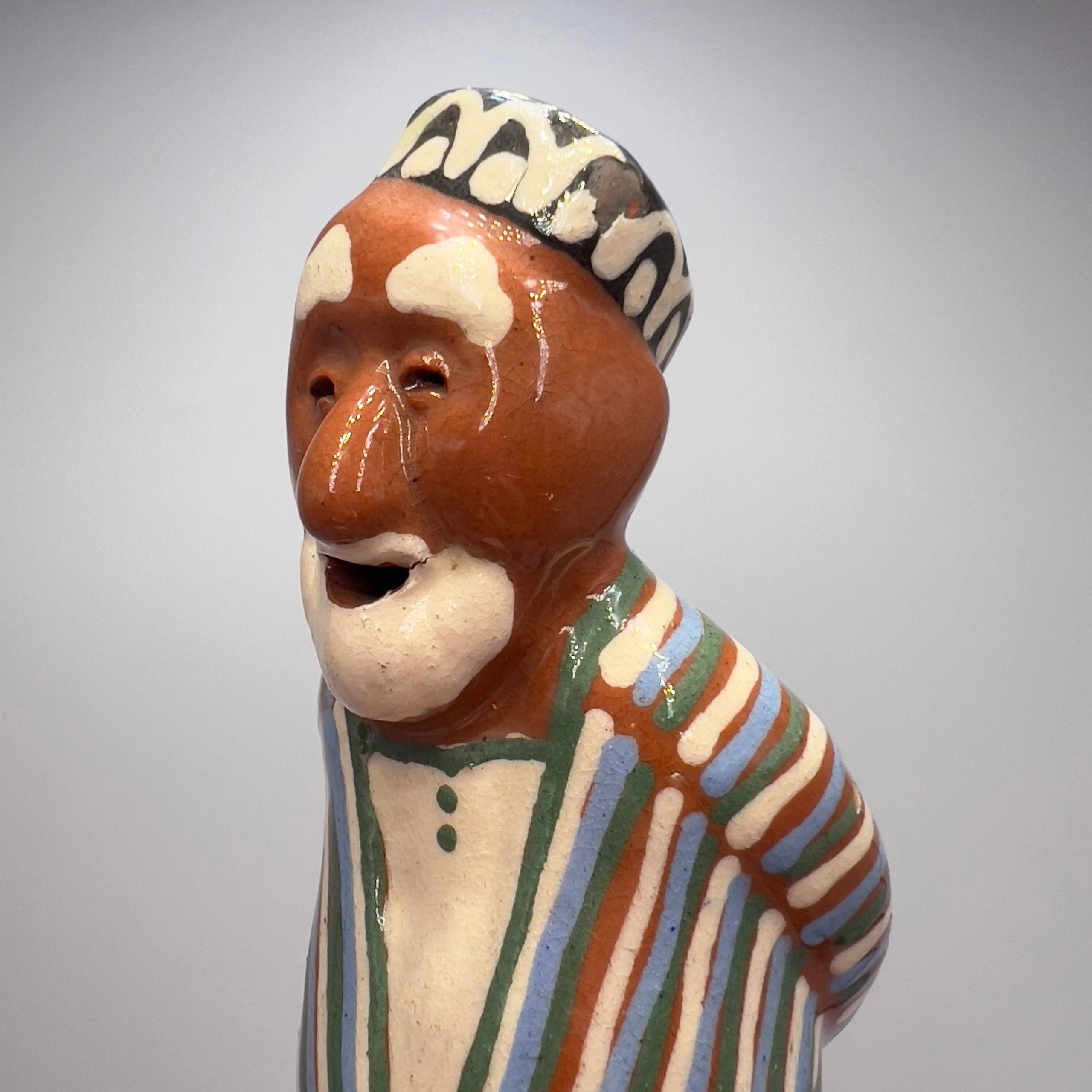Vintage Uzbek Ceramic Babai Figurine Hand Painted