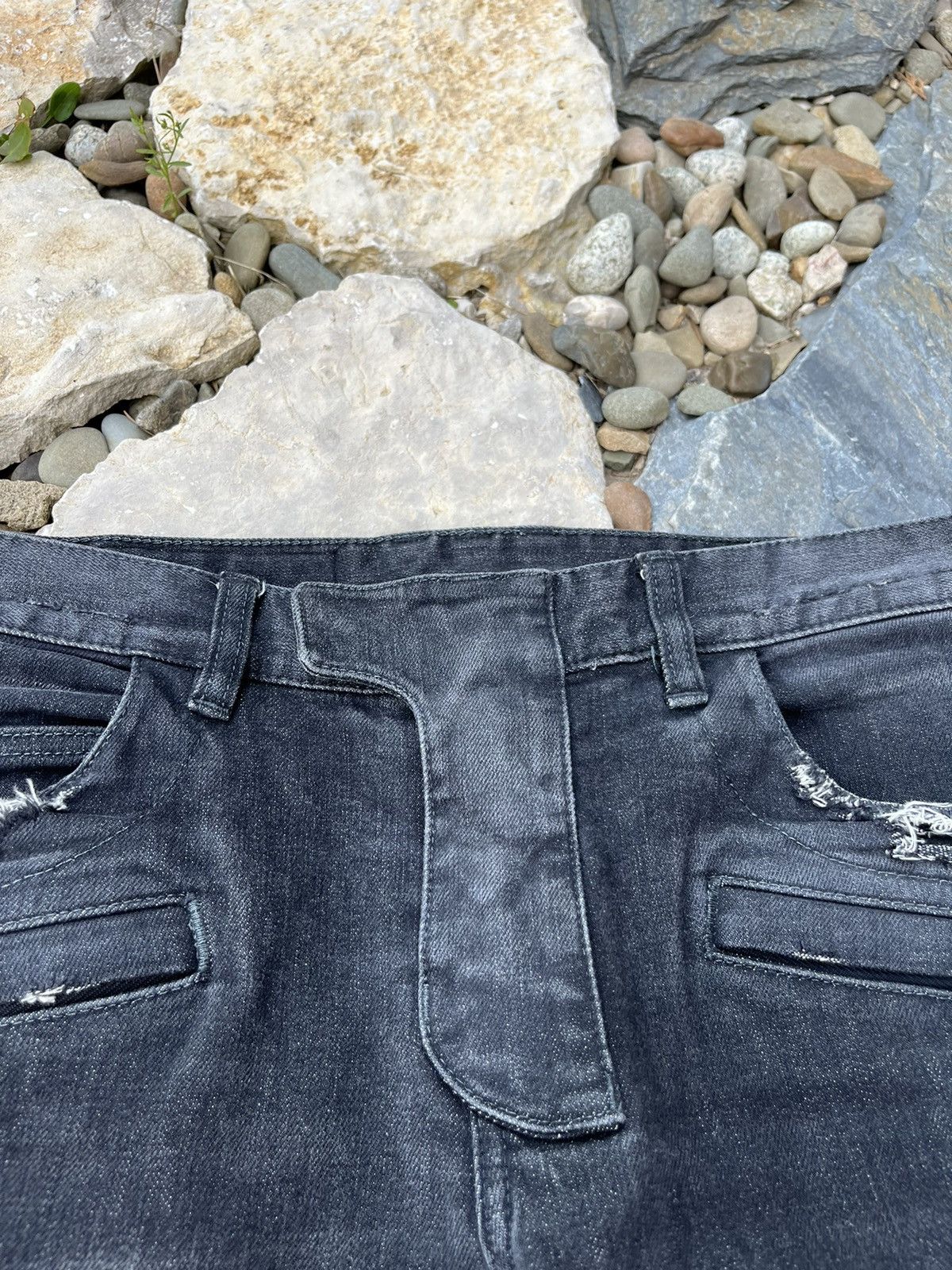 Balmain × Japanese Brand Balmain biker jeans pants 29 washed denim black distressed Size US 29 - 10 Thumbnail