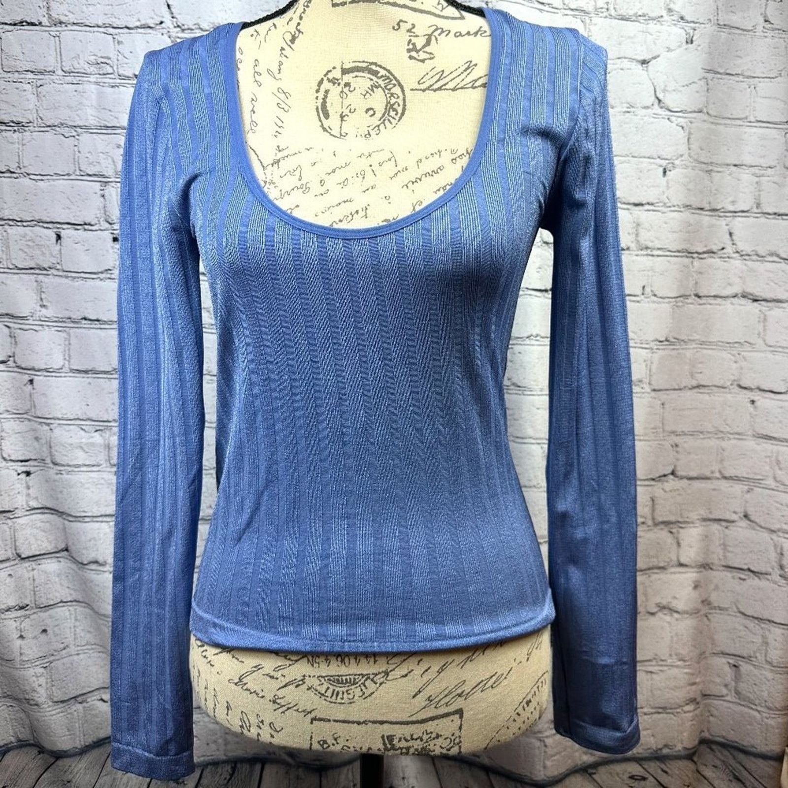 Free People Free People Scoop Long Sleeve Lucky U Layering Top Blue M/L Size L / US 10 / IT 46 - 8 Thumbnail