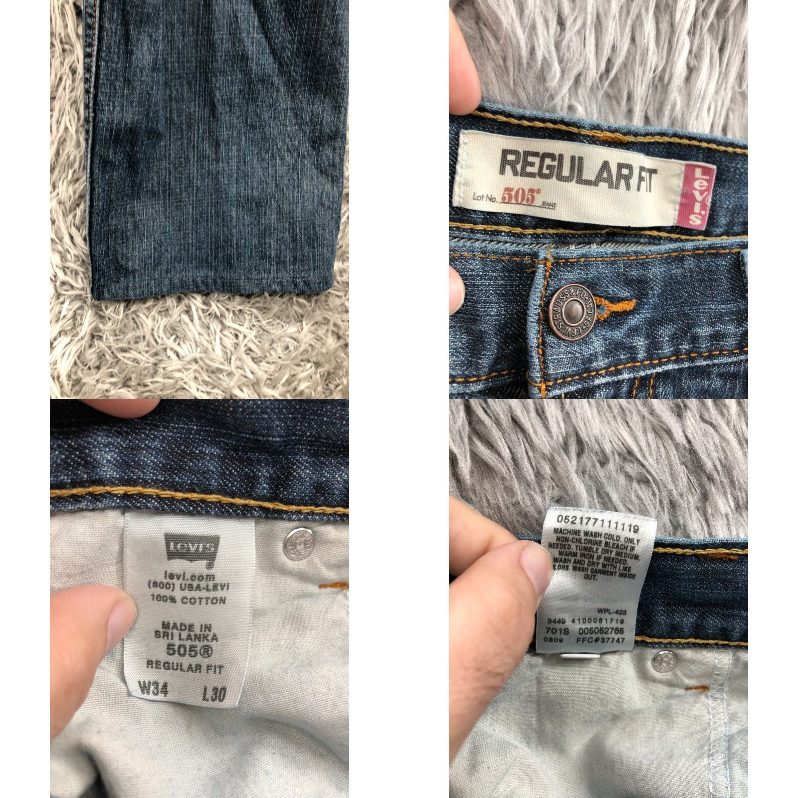 Levi's Levi's 505 Jeans Mens Regular Fit Straight 34x29 Blue Medium Wash Denim 5-Pocket Belt Loops Size US 34 / EU 50 - 8 Thumbnail