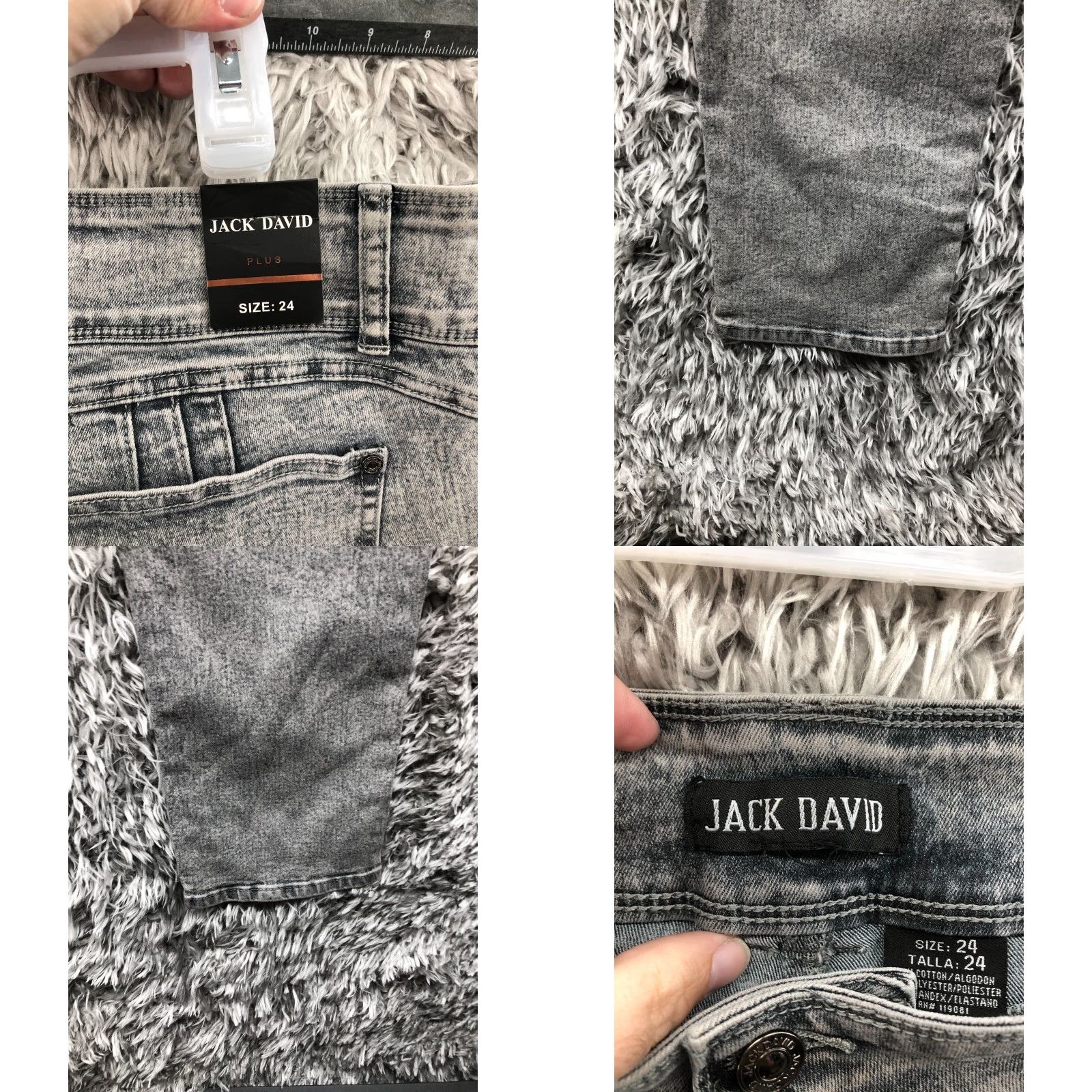 Vintage Jack David Jeans Plus Size 24 Womens High Rise Acid Wash Black Denim Biker Skinny 5-Pocket Size 42" / US 20 - 8 Thumbnail