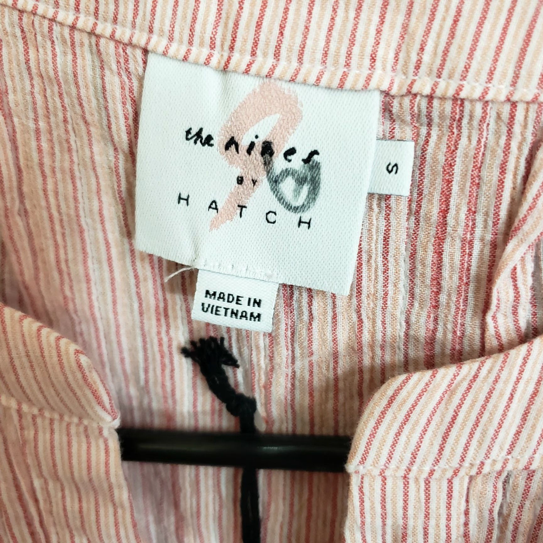 Vintage The Nines by Hatch Womens Button Front Top Sz Small Red White Striped Cotton Size S / US 4 / IT 40 - 5 Thumbnail