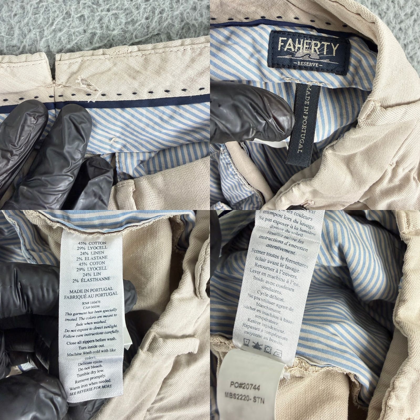 Faherty Faherty Mens Chino Pants Casual Workwear Travel Solid Beige 36 Khaki Linen Blend Straight Leg 31in Inseam Regular Size US 36 / EU 52 - 9 Thumbnail