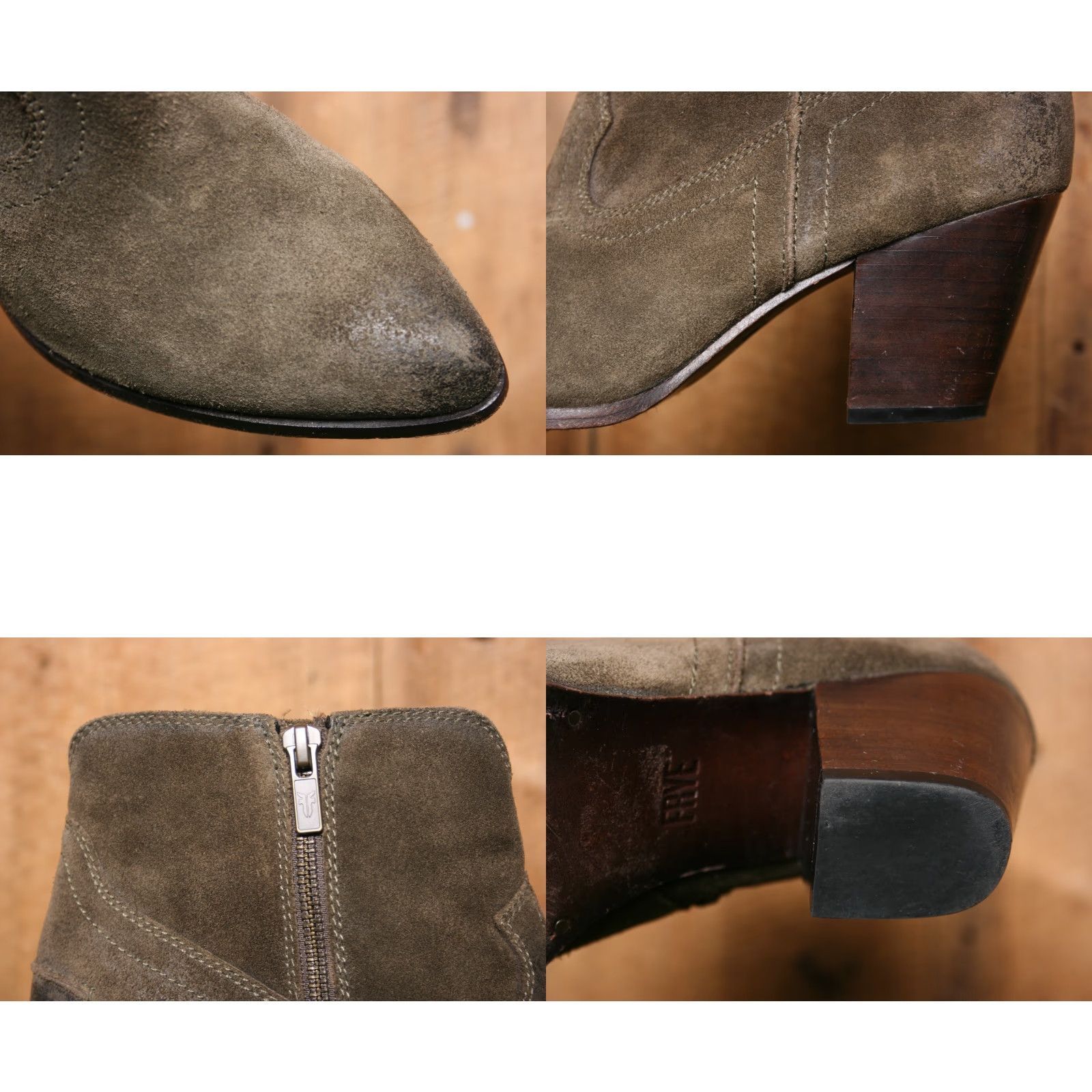 Frye FRYE Renee Seam Fatigue Green Burnished Suede Block Heel Short Boots Sz. 9.5 M Women Boots Mid Heel 2-2.9 in Ankle Zip Handbags? Size 32" / US 10 / IT 46 - 8 Thumbnail