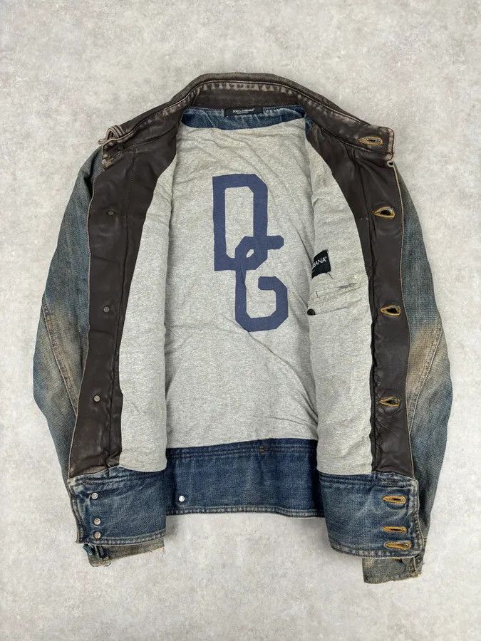 Dolce & Gabbana AW2003 Dolce & Gabbana Layered Leather & Faded Denim Jacket Size US M / EU 48-50 / 2 - 12 Thumbnail