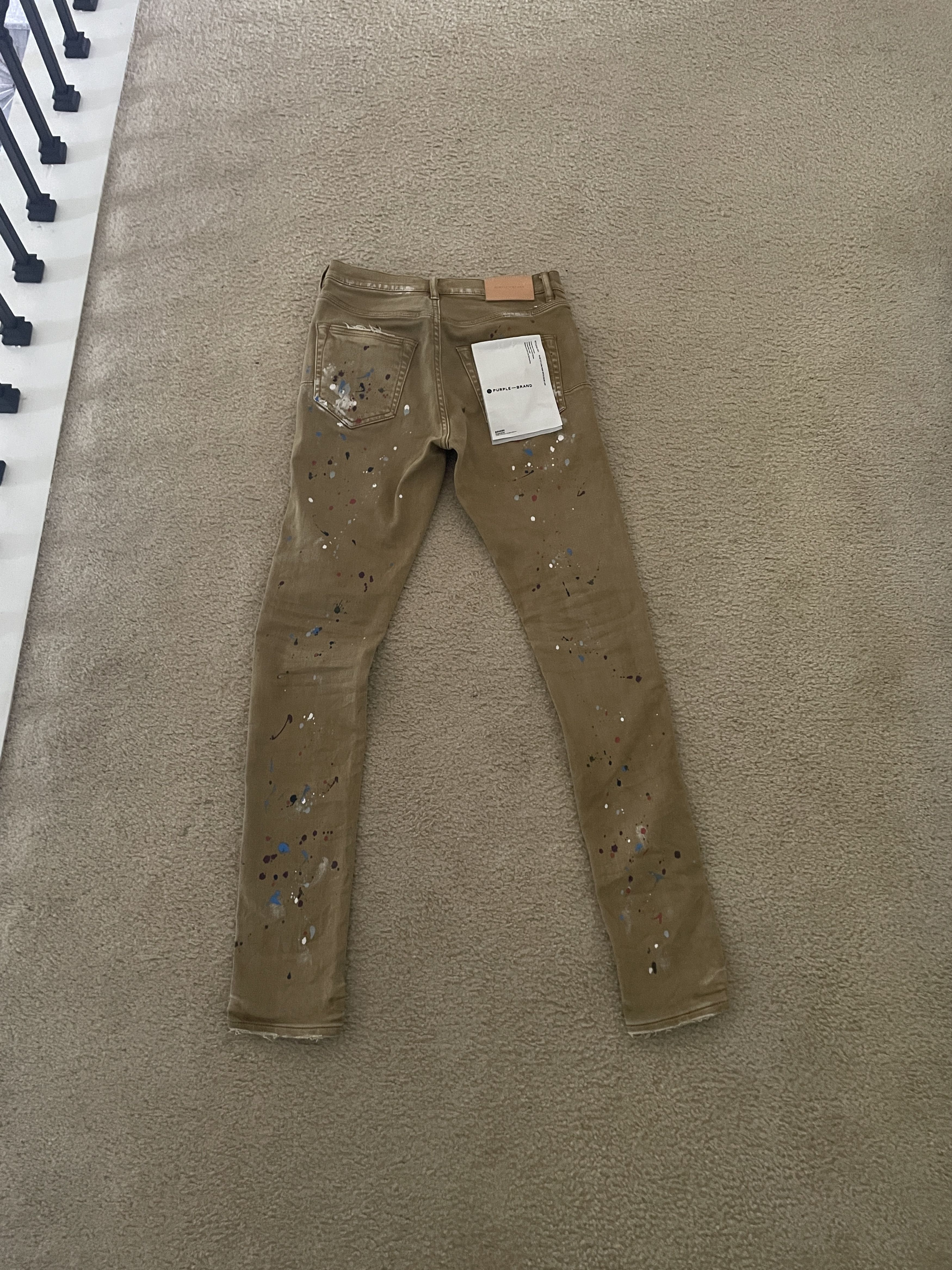 Purple Brand Beige Purple Jeans w/ Paint Splatter Size US 28 / EU 44 - 2 Thumbnail